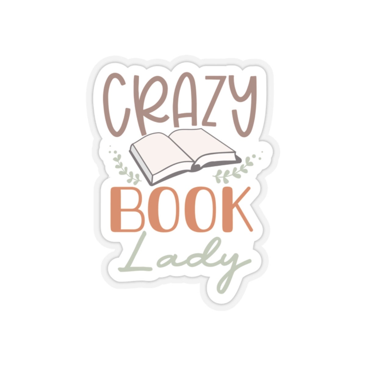 Crazy Book Lady Kiss-Cut Stickers (Power Reader, Book Nerd, Book Dragon Gift)