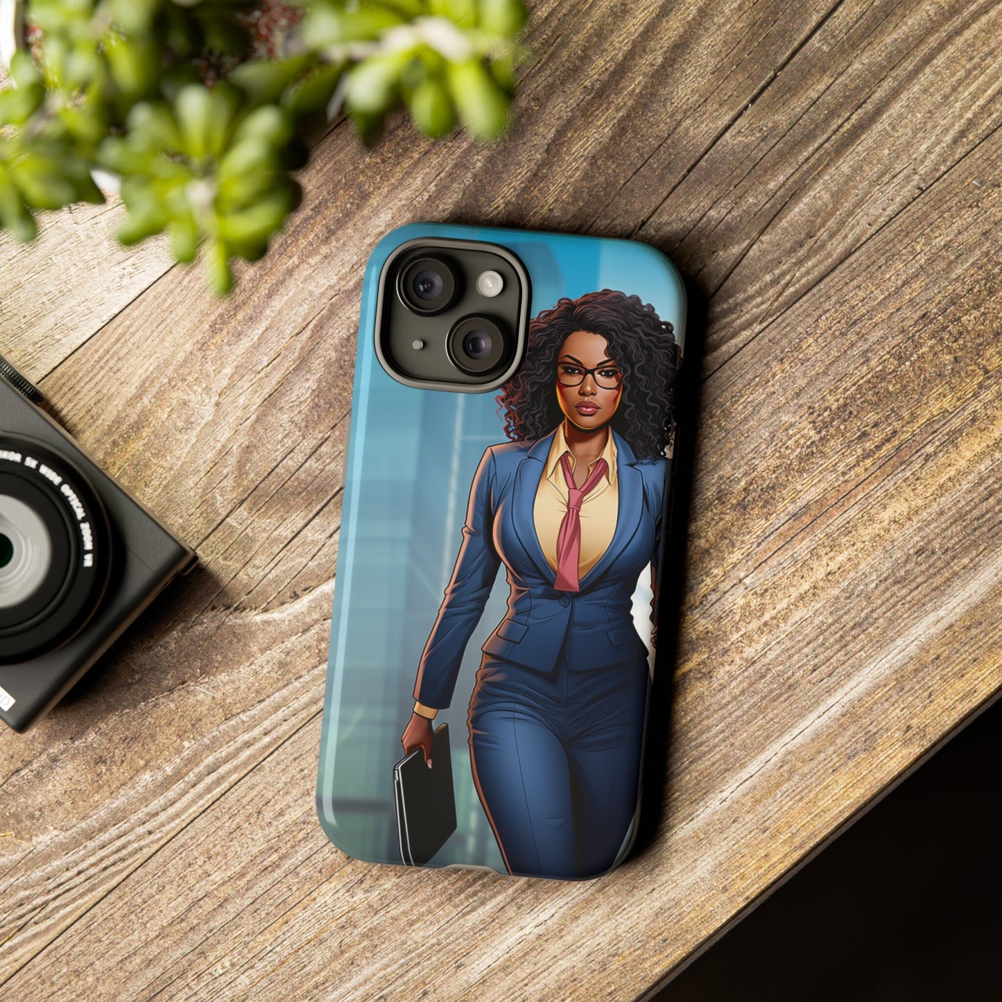 iPhone 15, iPhone 15 Pro, iPhone 15 Plus, iPhone 15 Pro Max Tough Cases African American Woman Business Woman Entrepreneur Superhero