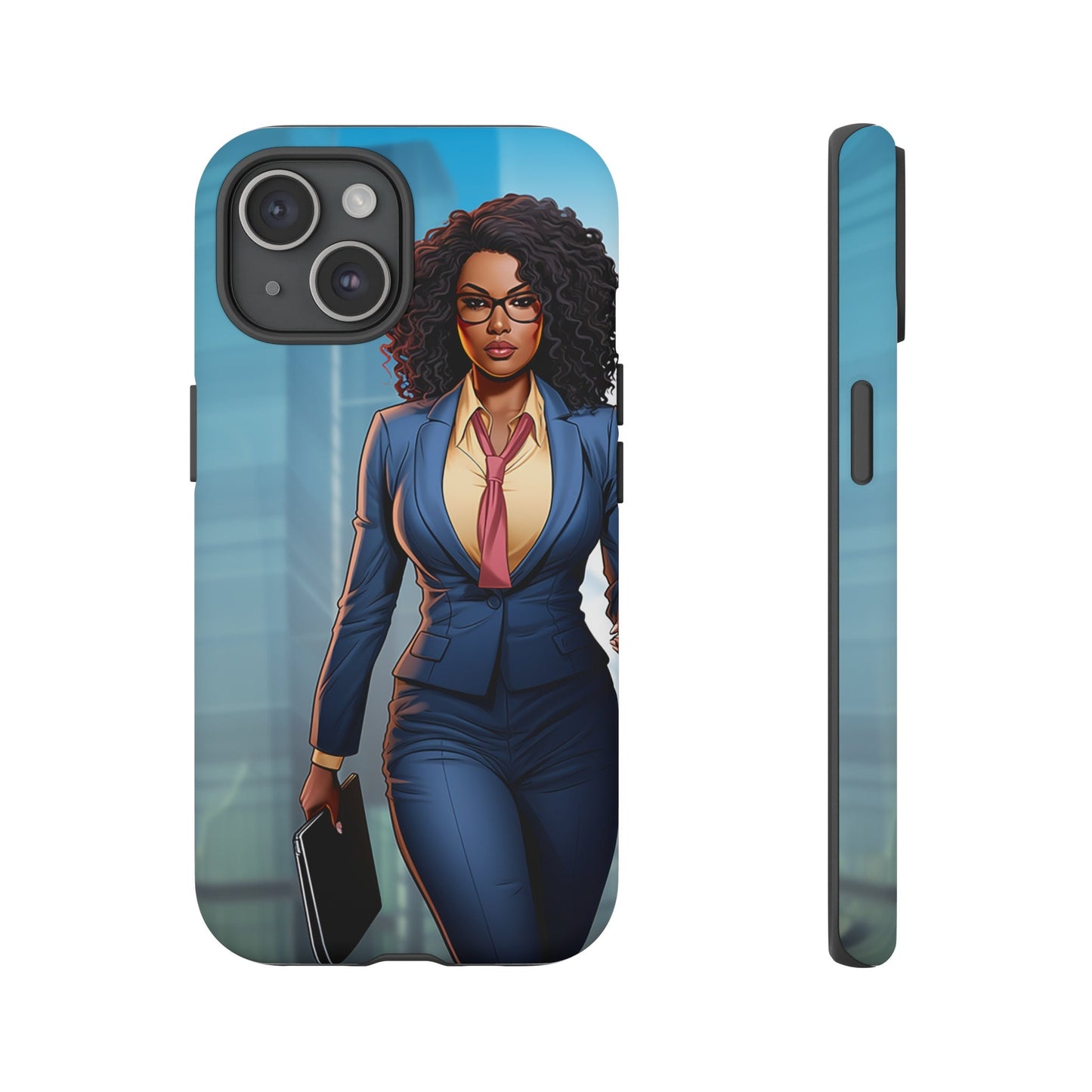iPhone 15, iPhone 15 Pro, iPhone 15 Plus, iPhone 15 Pro Max Tough Cases African American Woman Business Woman Entrepreneur Superhero
