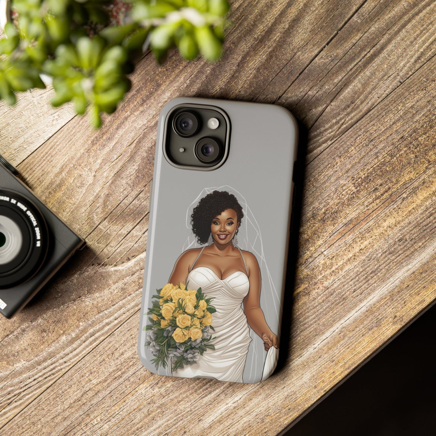 iPhone 15, iPhone 15 Pro, iPhone 15 Plus, iPhone 15 Pro Max Tough Cases African American Bride Black bride wedding Dress Wedding Gown