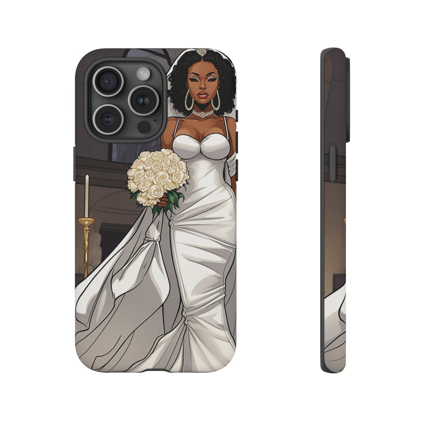 iPhone 15, iPhone 15 Pro, iPhone 15 Plus, iPhone 15 Pro Max Tough Cases African American Bride Black bride wedding Dress Wedding Gown