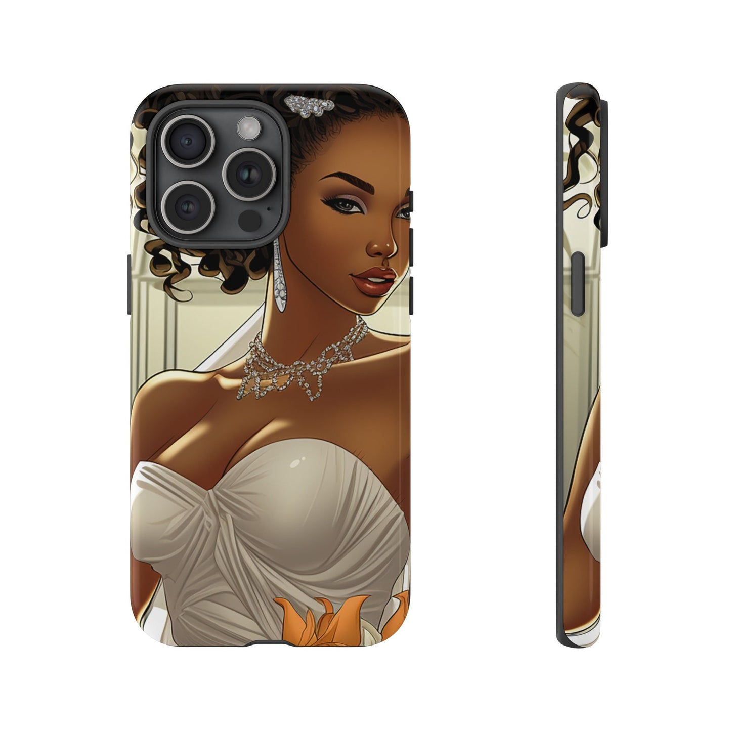 iPhone 15, iPhone 15 Pro, iPhone 15 Plus, iPhone 15 Pro Max Tough Cases African American Bride Black bride wedding Dress Wedding Gown