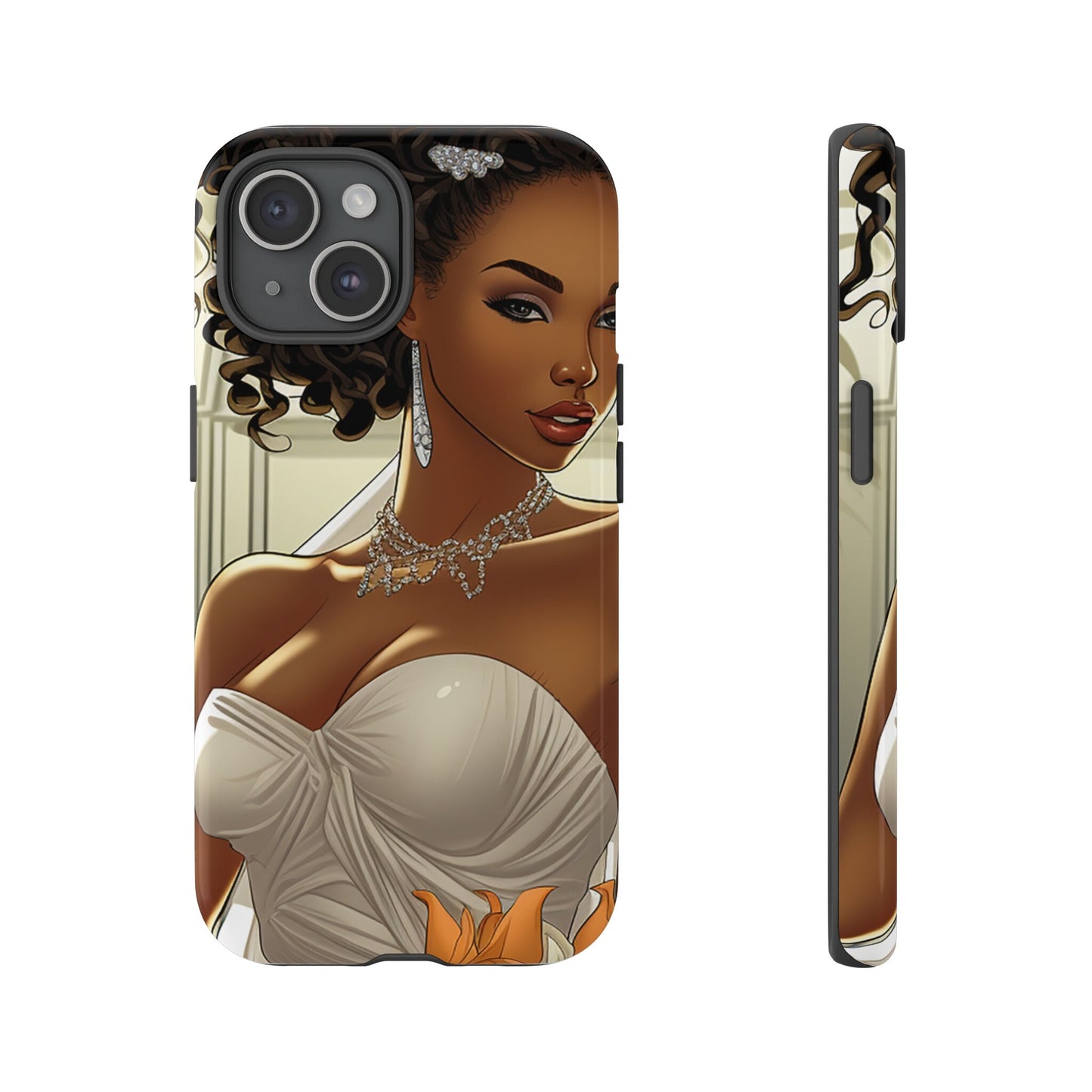 iPhone 15, iPhone 15 Pro, iPhone 15 Plus, iPhone 15 Pro Max Tough Cases African American Bride Black bride wedding Dress Wedding Gown
