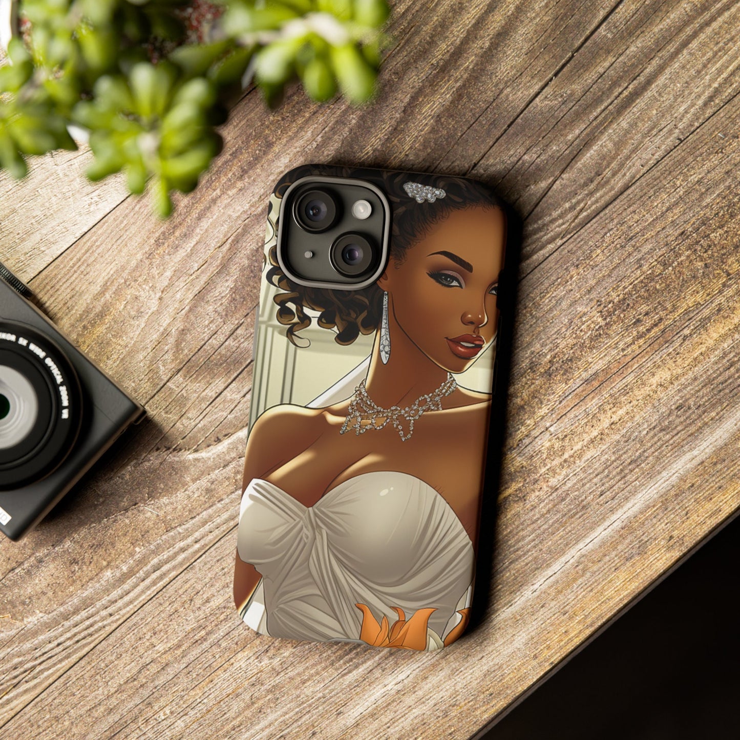 iPhone 15, iPhone 15 Pro, iPhone 15 Plus, iPhone 15 Pro Max Tough Cases African American Bride Black bride wedding Dress Wedding Gown