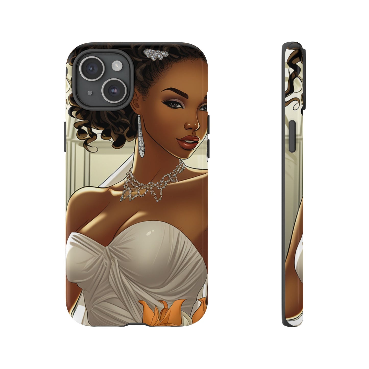 iPhone 15, iPhone 15 Pro, iPhone 15 Plus, iPhone 15 Pro Max Tough Cases African American Bride Black bride wedding Dress Wedding Gown