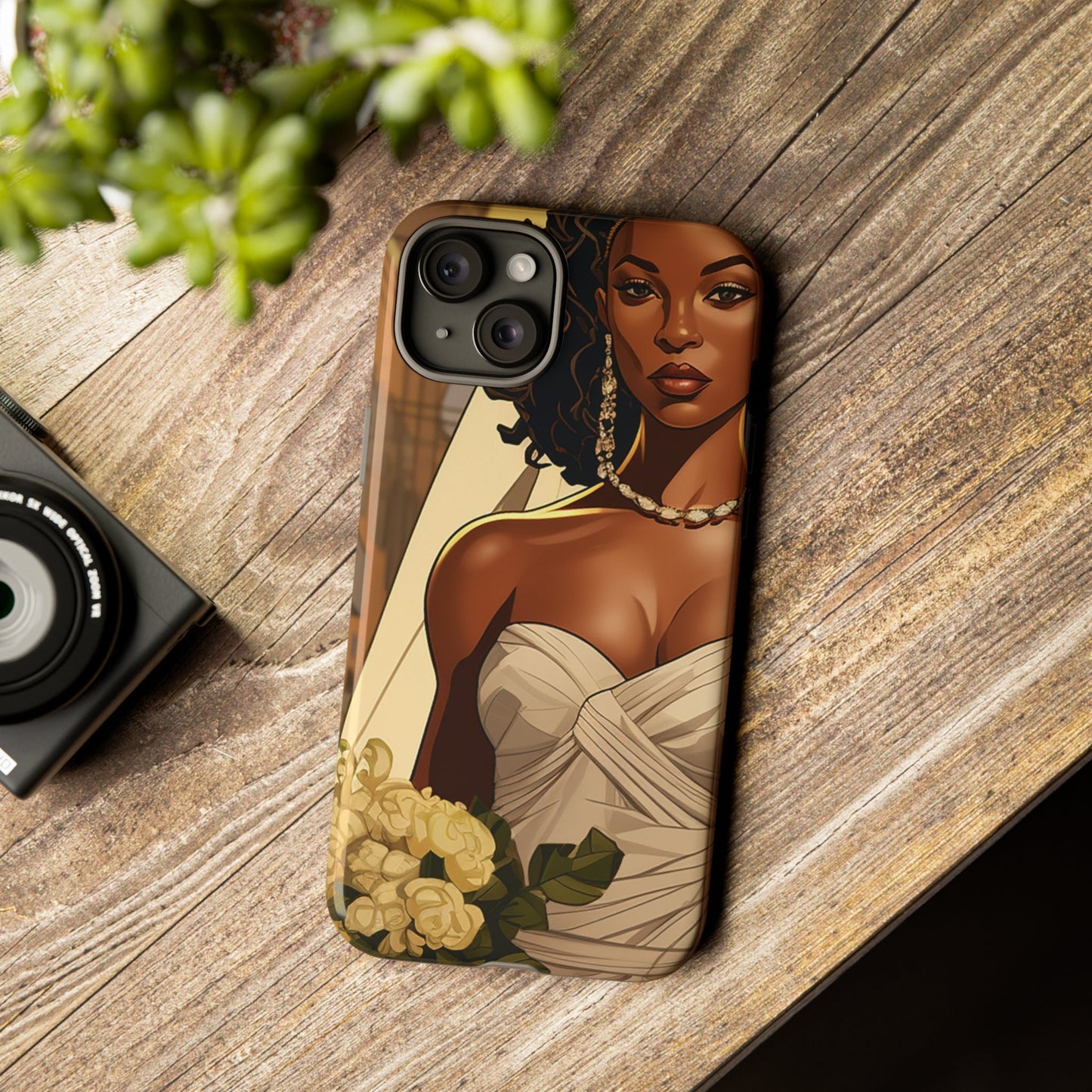 iPhone 15, iPhone 15 Pro, iPhone 15 Plus, iPhone 15 Pro Max Tough Cases African American Bride Black bride wedding Dress Wedding Gown