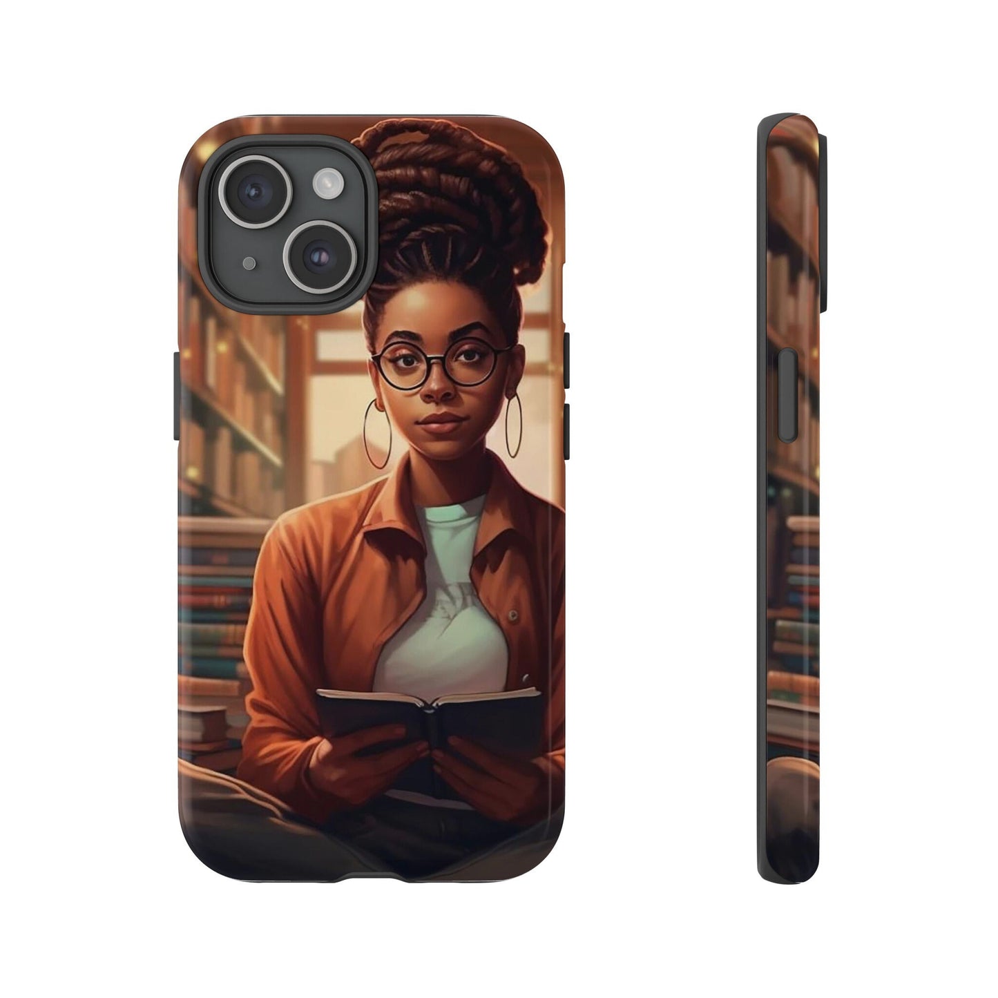 iPhone 15, iPhone 15 Pro, iPhone 15 Plus, iPhone 15 Pro Max Tough Cases African American Reader Woman Girl Book Dragon Power Reader