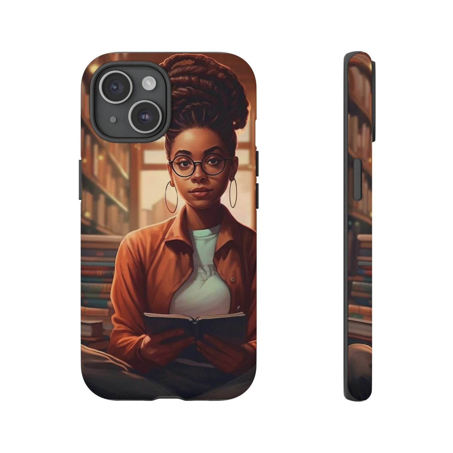 iPhone 15, iPhone 15 Pro, iPhone 15 Plus, iPhone 15 Pro Max Tough Cases African American Reader Woman Girl Book Dragon Power Reader