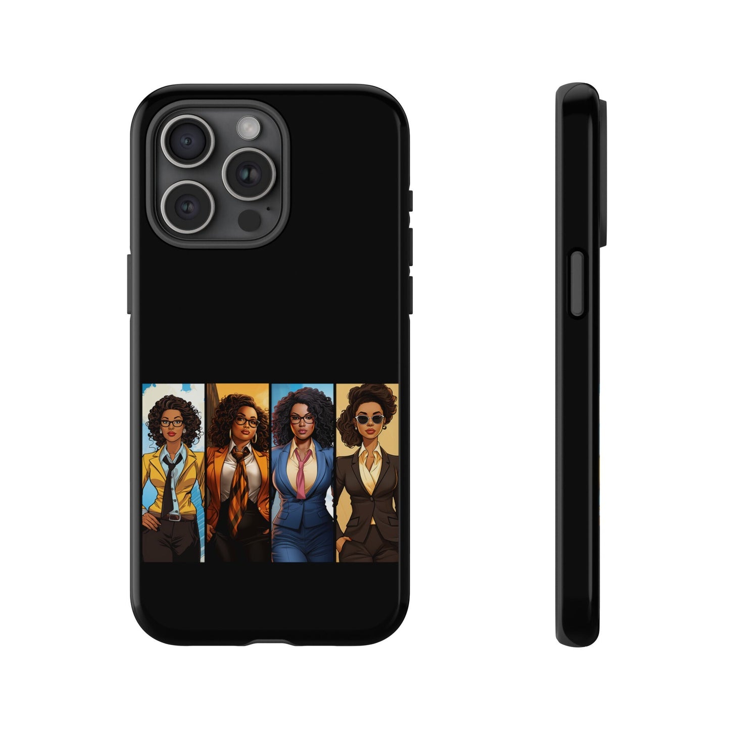 iPhone 15, iPhone 15 Pro, iPhone 15 Plus, iPhone 15 Pro Max Tough Cases African American Black Women Superheroes Strong Black Women