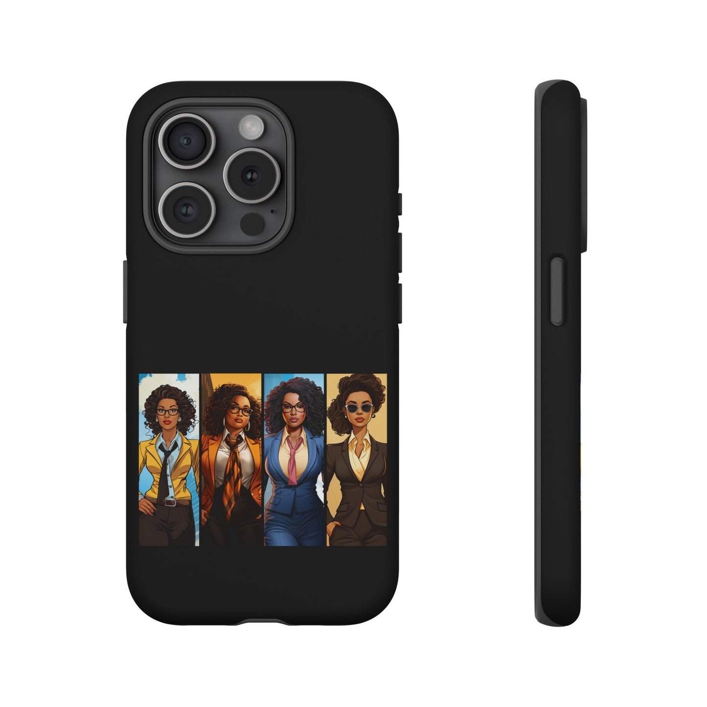 iPhone 15, iPhone 15 Pro, iPhone 15 Plus, iPhone 15 Pro Max Tough Cases African American Black Women Superheroes Strong Black Women