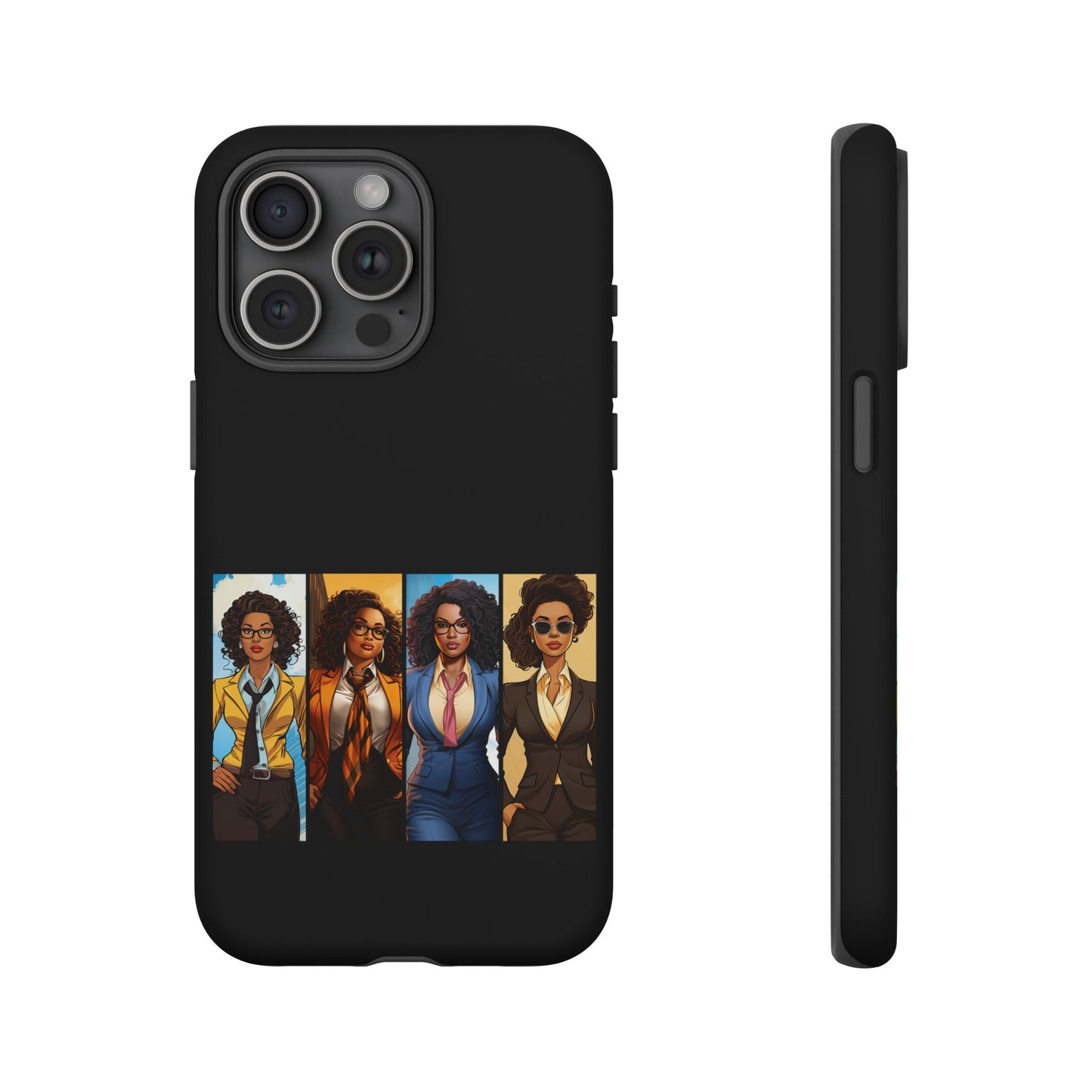 iPhone 15, iPhone 15 Pro, iPhone 15 Plus, iPhone 15 Pro Max Tough Cases African American Black Women Superheroes Strong Black Women
