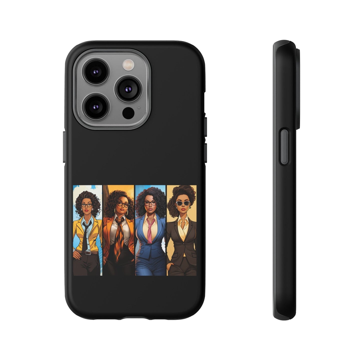iPhone 14, iPhone 14 Pro, iPhone 14 Plus, iPhone 14 Pro Max Tough Cases African American Black Women Superheroes Strong Black Women