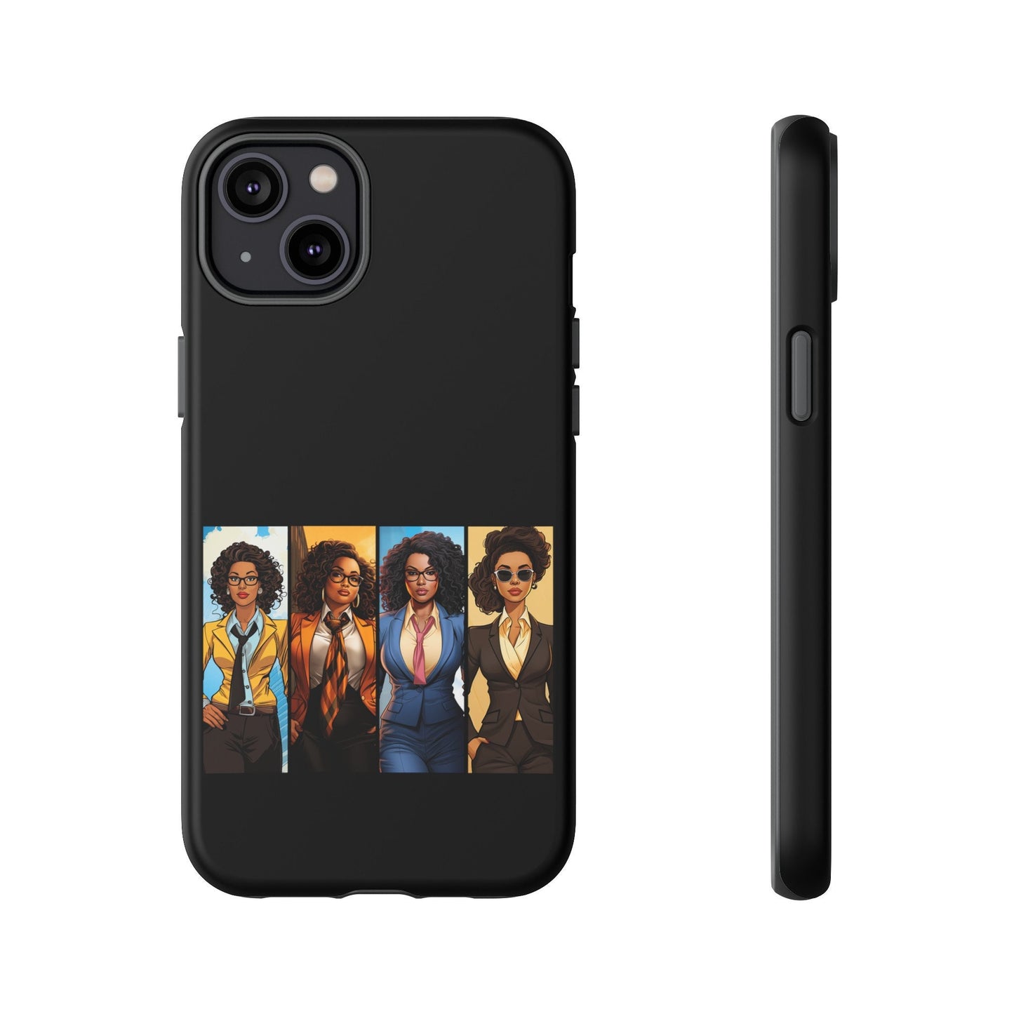iPhone 14, iPhone 14 Pro, iPhone 14 Plus, iPhone 14 Pro Max Tough Cases African American Black Women Superheroes Strong Black Women