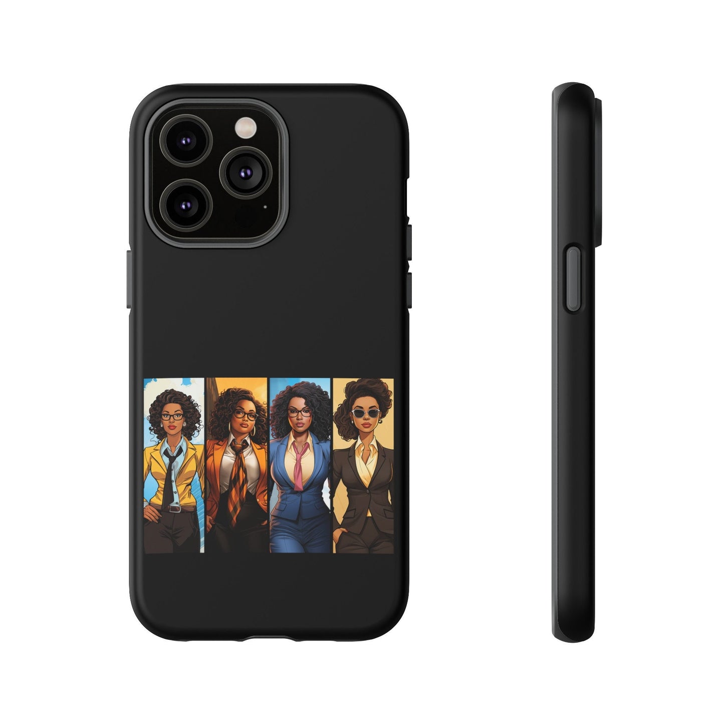 iPhone 14, iPhone 14 Pro, iPhone 14 Plus, iPhone 14 Pro Max Tough Cases African American Black Women Superheroes Strong Black Women