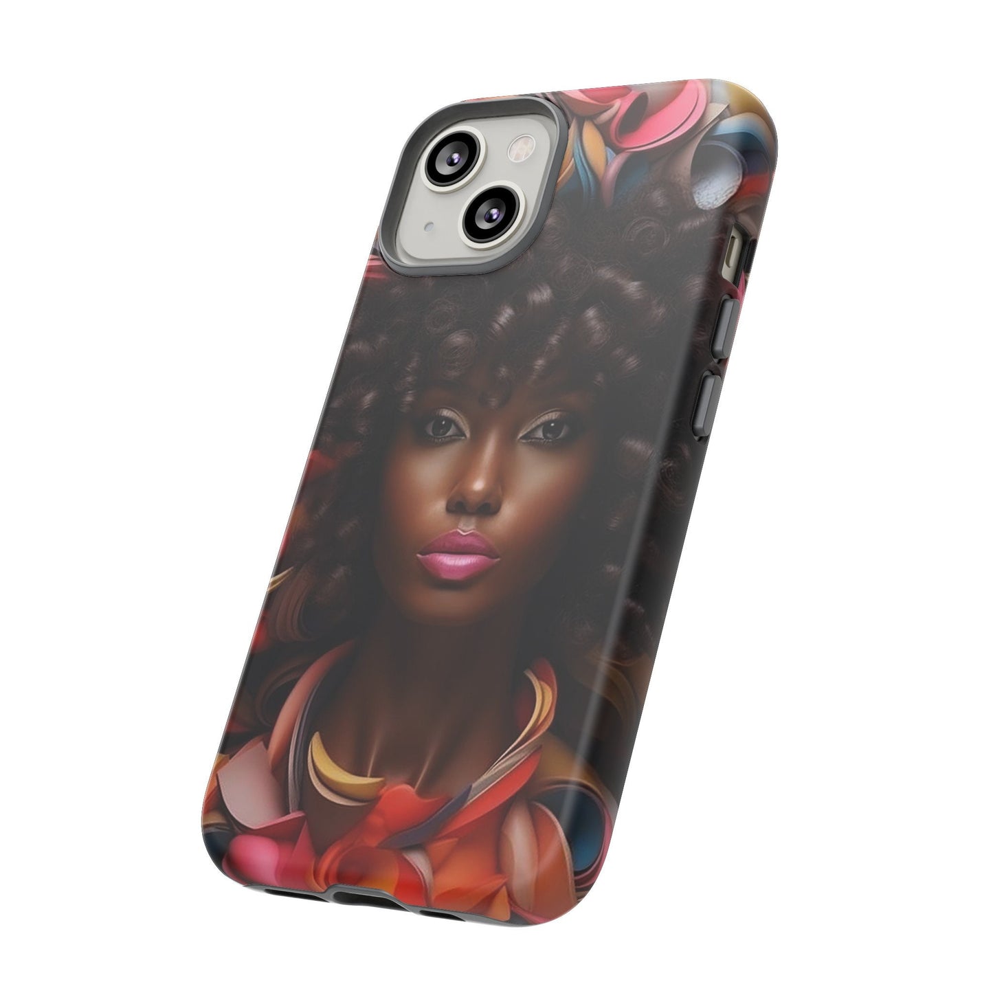 iPhone 14, iPhone 14 Pro, iPhone 14 Plus, iPhone 14 Pro Max Tough Cases African American Woman Black Women in Flowers Red Yellow Orange