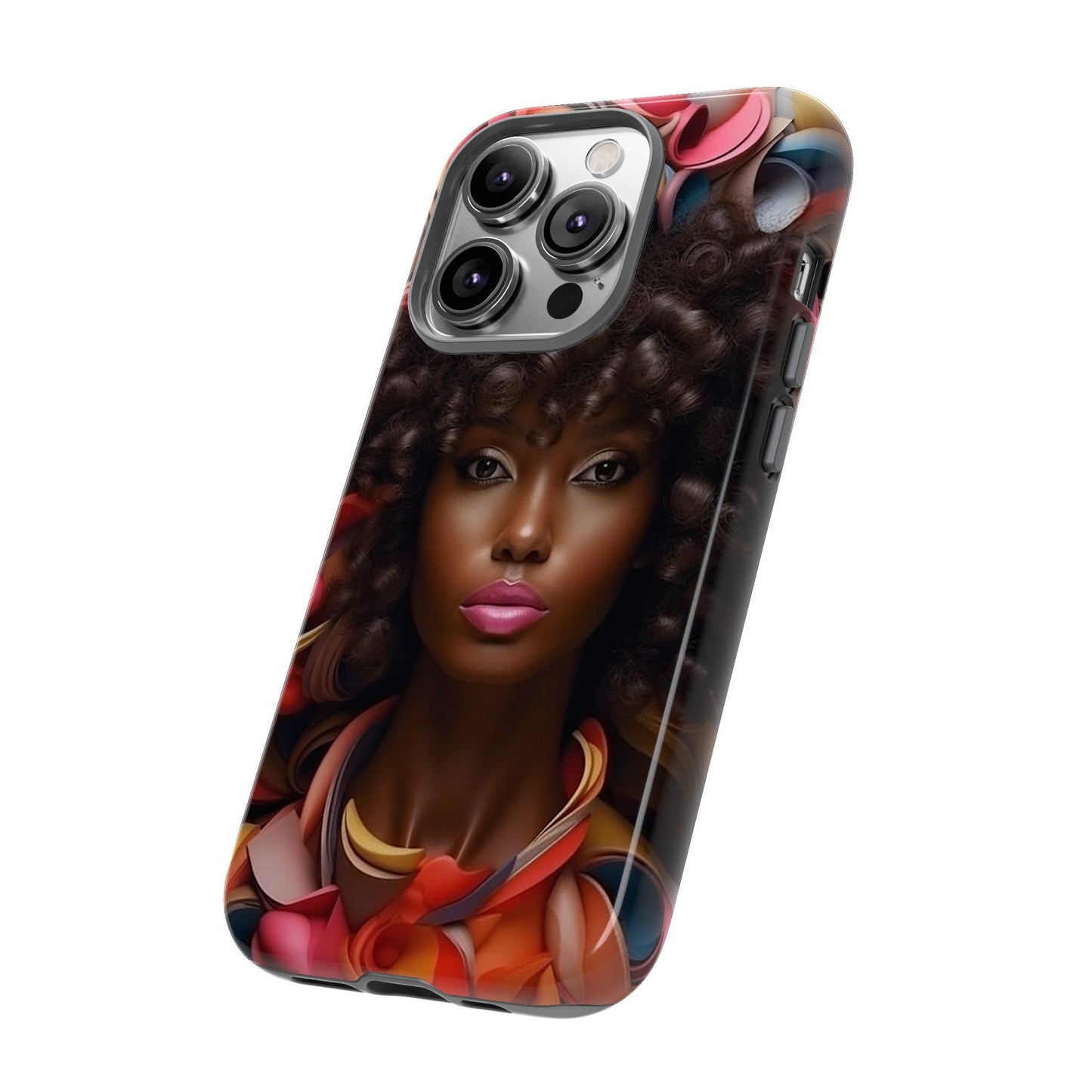 iPhone 14, iPhone 14 Pro, iPhone 14 Plus, iPhone 14 Pro Max Tough Cases African American Woman Black Women in Flowers Red Yellow Orange