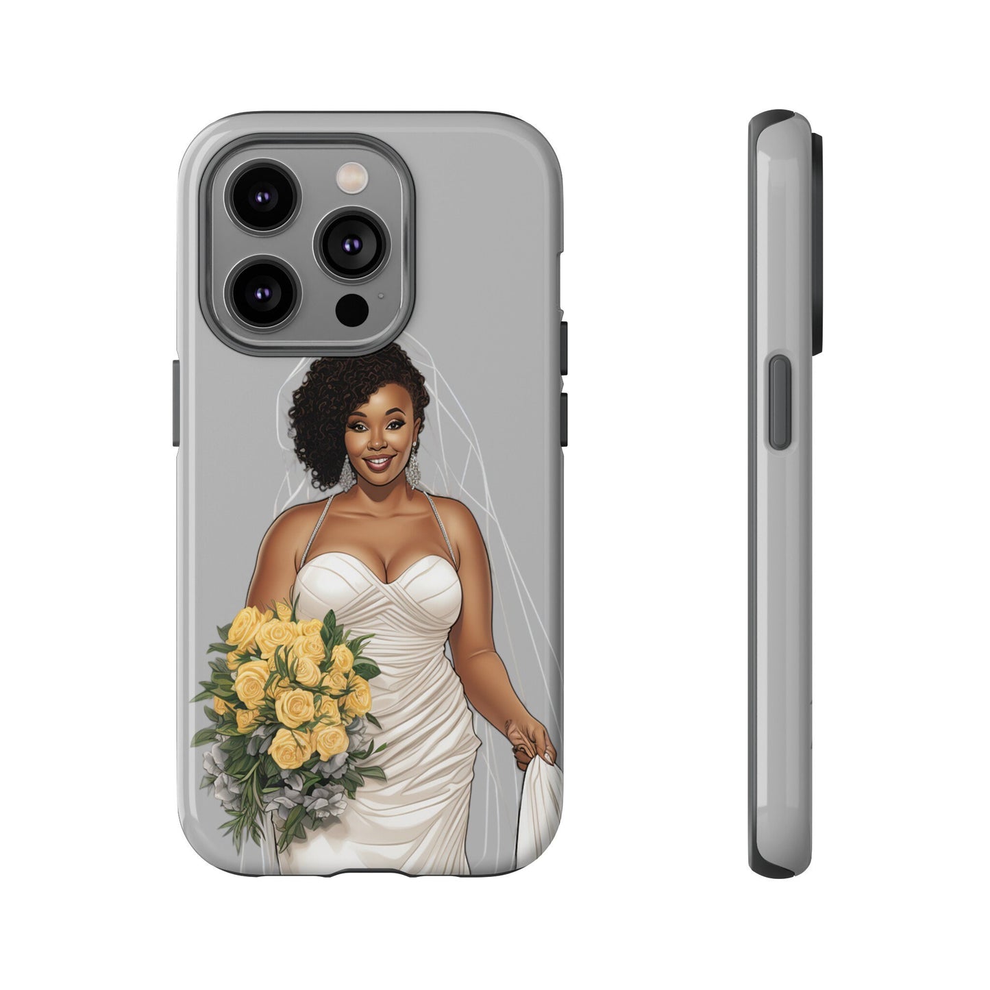 iPhone 14, iPhone 14 Pro, iPhone 14 Plus, iPhone 14 Pro Max Tough Cases African American Bride Black bride wedding Dress Wedding Gown