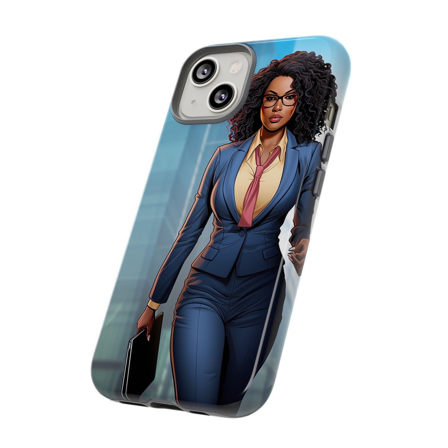 iPhone 14, iPhone 14 Pro, iPhone 14 Plus, iPhone 14 Pro Max Tough Cases African American Woman Business Woman Entrepreneur Superhero
