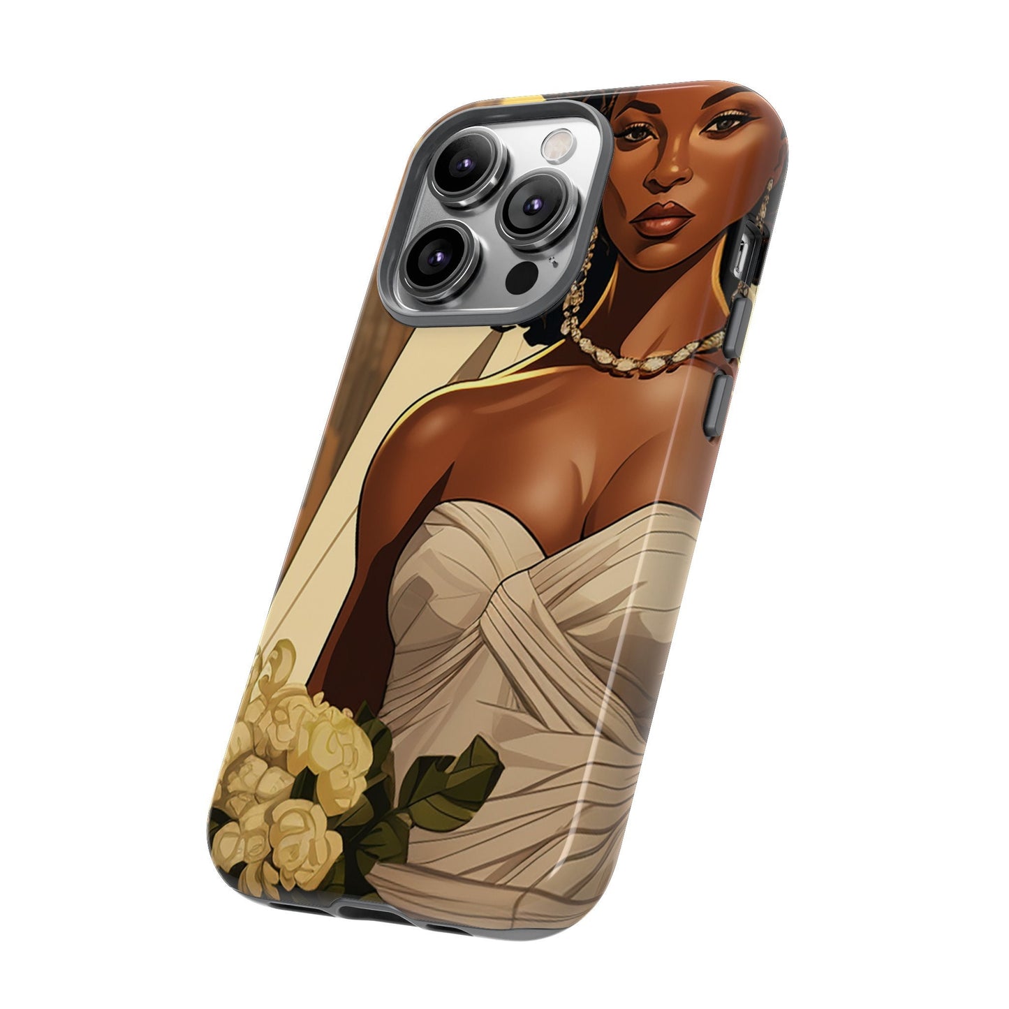iPhone 14, iPhone 14 Pro, iPhone 14 Plus, iPhone 14 Pro Max Tough Cases African American Bride Black bride wedding Dress Wedding Gown