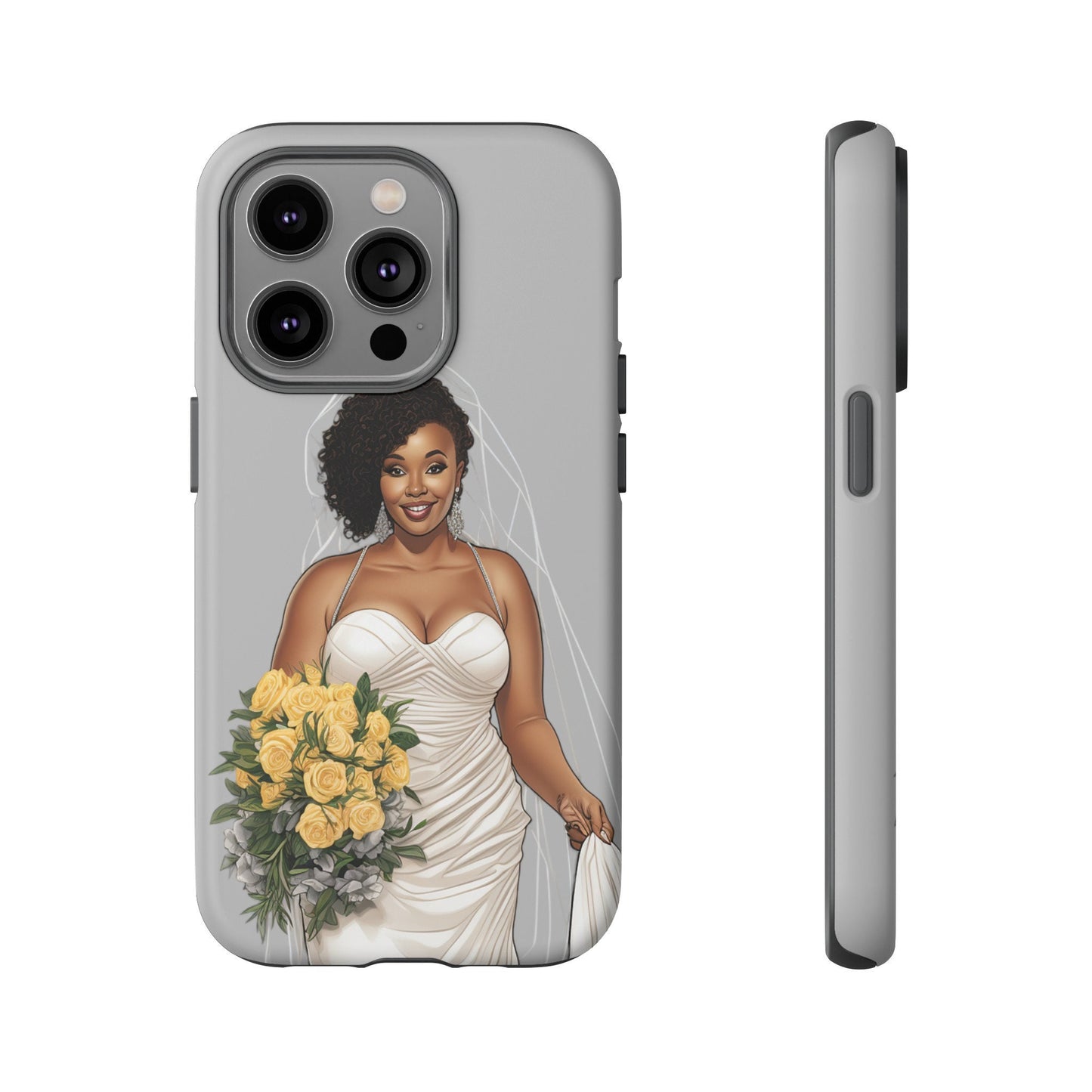 iPhone 14, iPhone 14 Pro, iPhone 14 Plus, iPhone 14 Pro Max Tough Cases African American Bride Black bride wedding Dress Wedding Gown