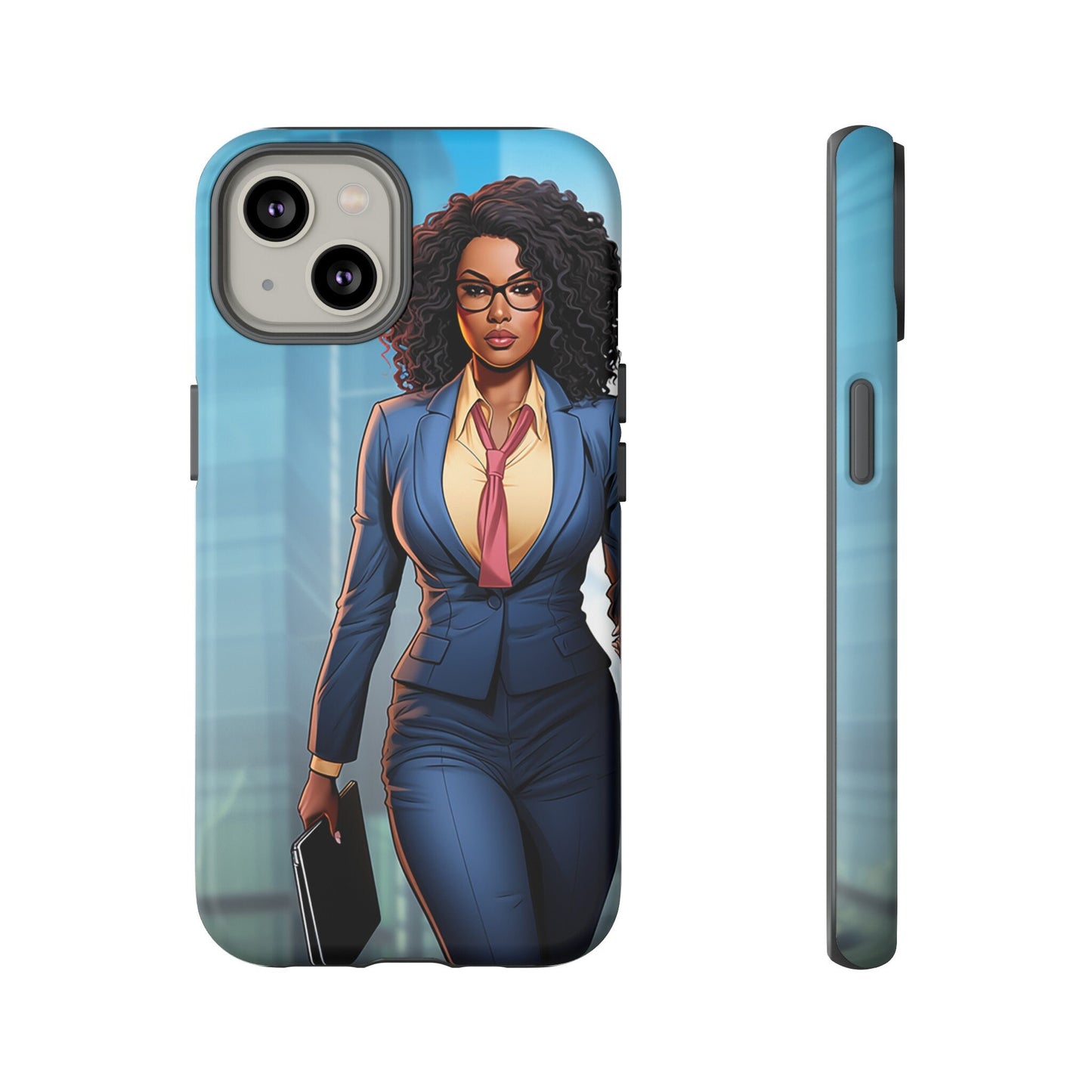 iPhone 14, iPhone 14 Pro, iPhone 14 Plus, iPhone 14 Pro Max Tough Cases African American Woman Business Woman Entrepreneur Superhero