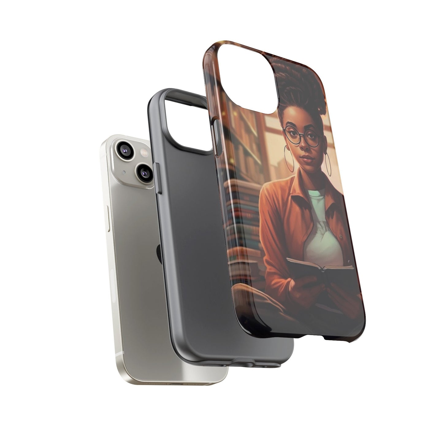 iPhone 14, iPhone 14 Pro, iPhone 14 Plus, iPhone 14 Pro Max Tough Cases African American Reader Woman Girl Book Dragon Power Reader