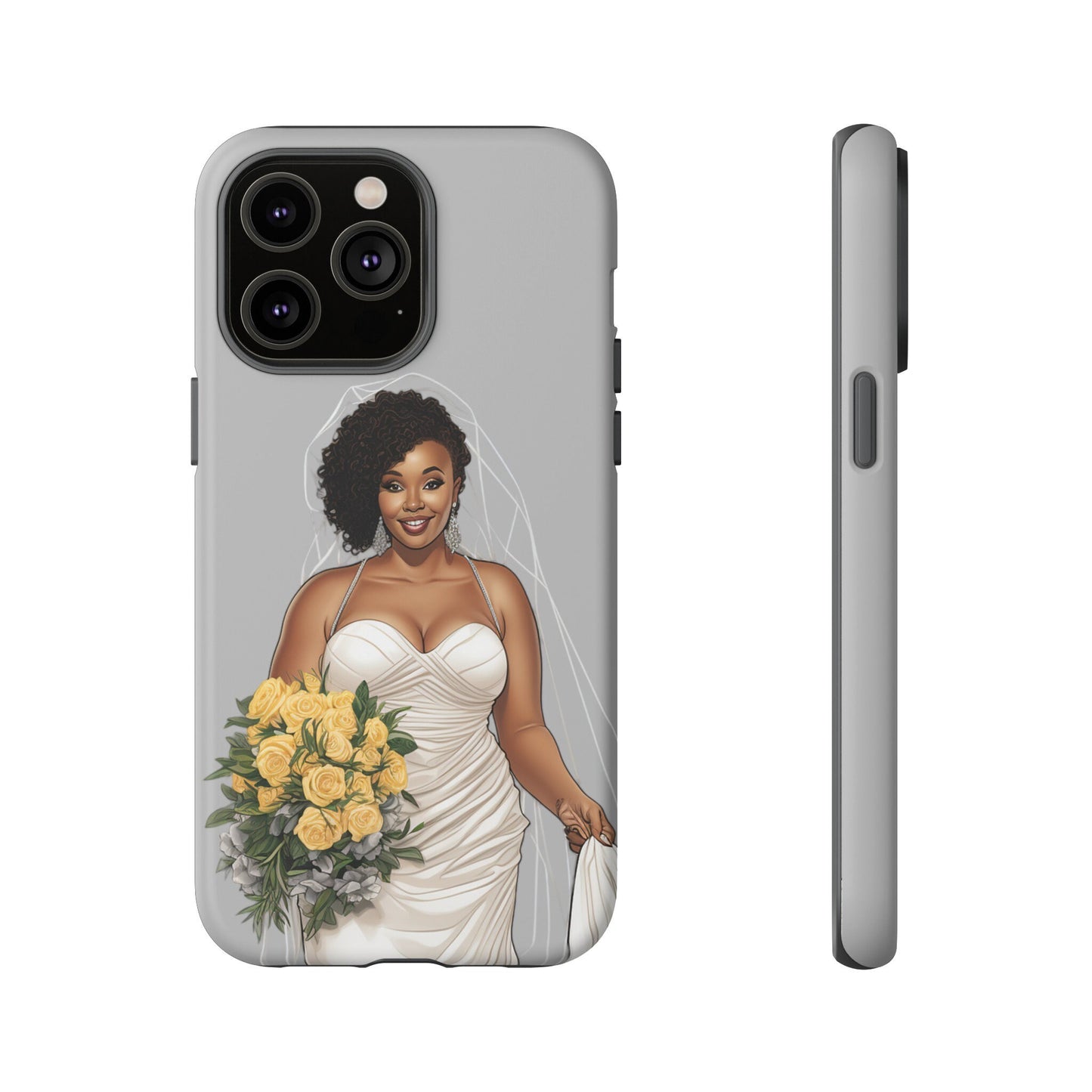 iPhone 14, iPhone 14 Pro, iPhone 14 Plus, iPhone 14 Pro Max Tough Cases African American Bride Black bride wedding Dress Wedding Gown