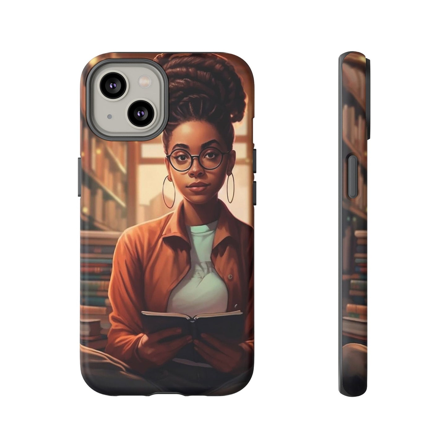 iPhone 14, iPhone 14 Pro, iPhone 14 Plus, iPhone 14 Pro Max Tough Cases African American Reader Woman Girl Book Dragon Power Reader