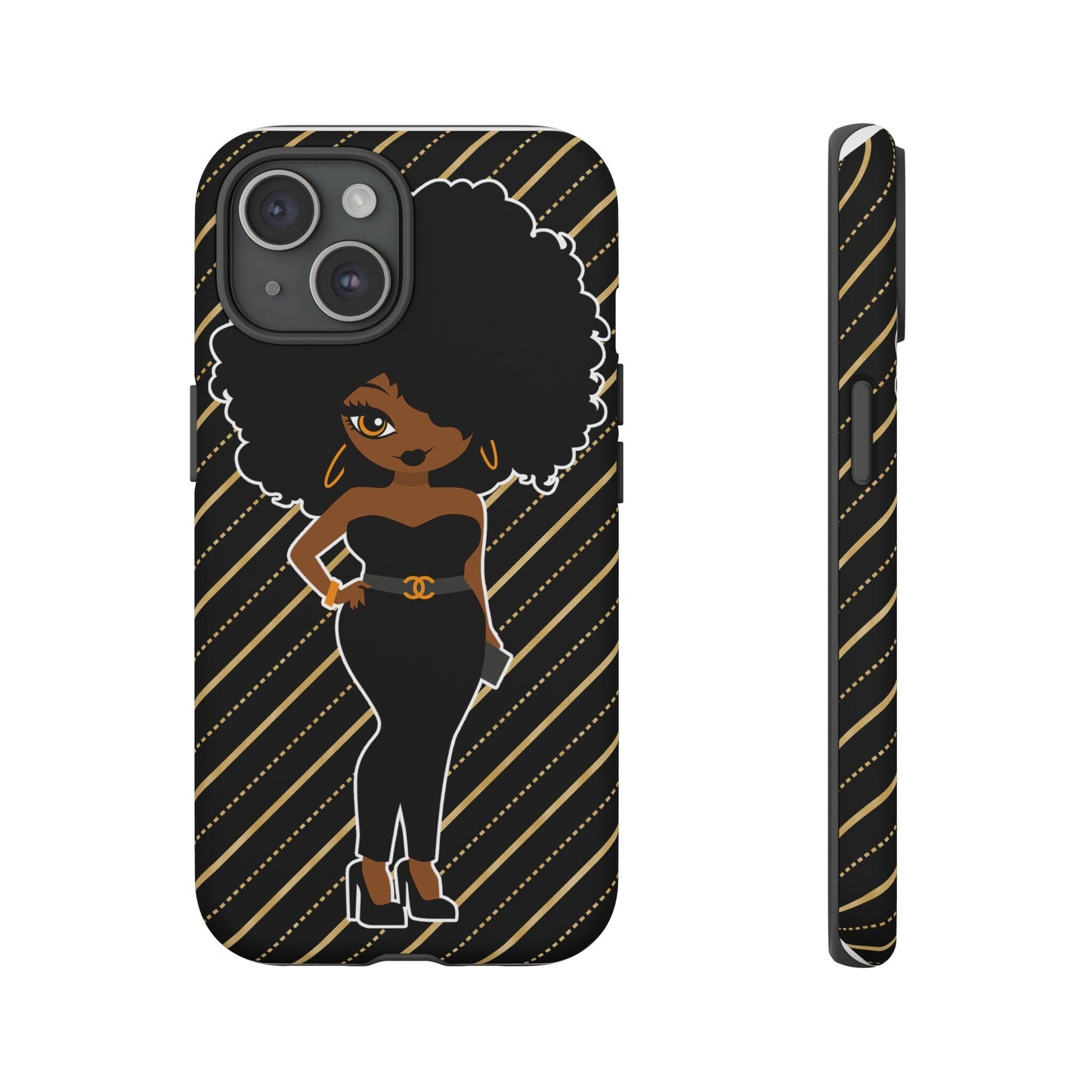 iPhone 15, iPhone 15 Pro, iPhone 15 Plus, iPhone 15 Pro Max Tough Cases African American Woman Black Woman