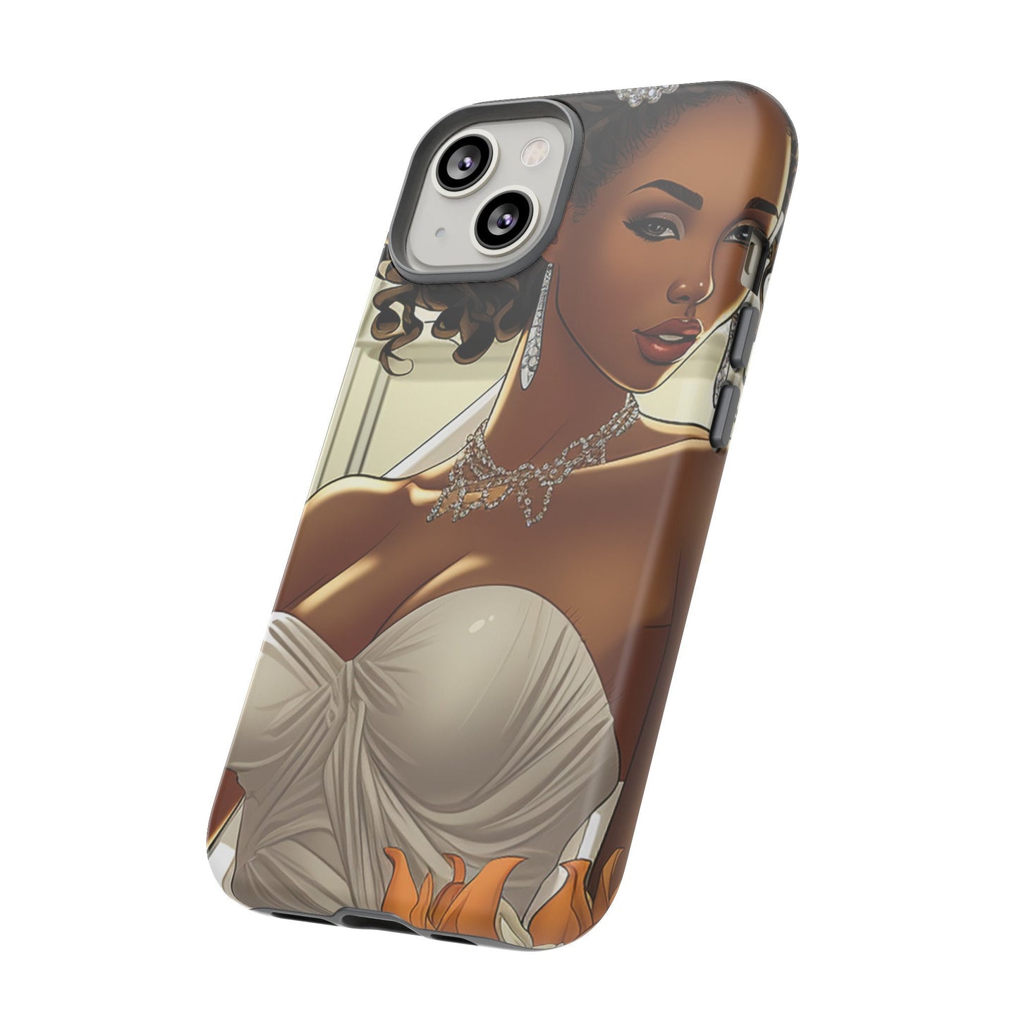 iPhone 14, iPhone 14 Pro, iPhone 14 Plus, iPhone 14 Pro Max Tough Cases African American Bride Black bride wedding Dress Wedding Gown