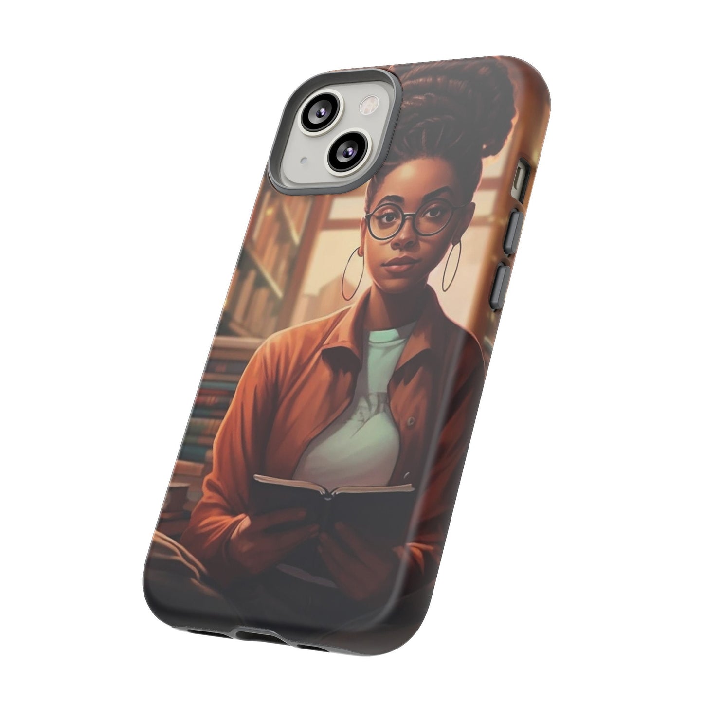 iPhone 14, iPhone 14 Pro, iPhone 14 Plus, iPhone 14 Pro Max Tough Cases African American Reader Woman Girl Book Dragon Power Reader