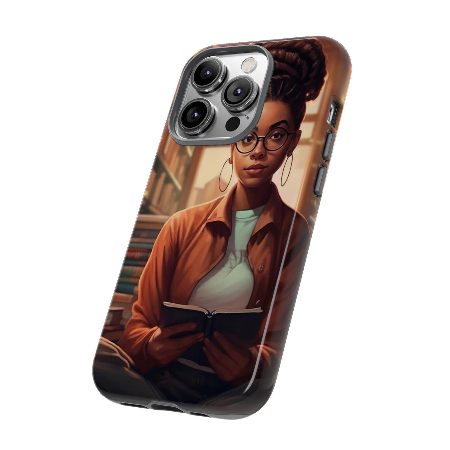 iPhone 14, iPhone 14 Pro, iPhone 14 Plus, iPhone 14 Pro Max Tough Cases African American Reader Woman Girl Book Dragon Power Reader