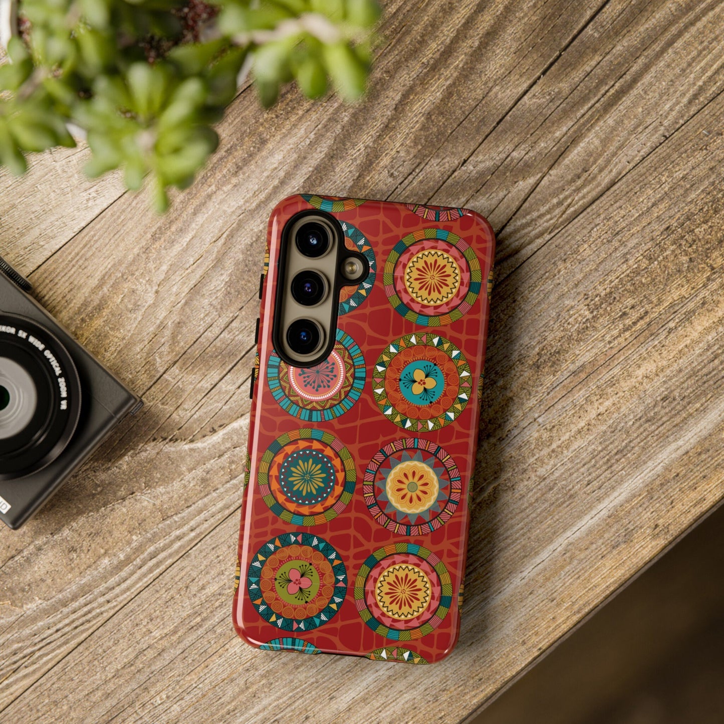 Samsung Galaxy S24 Samsung Galaxy S24 Plus Samsung Galaxy S24 Ultra Tough Cases Blue Coral Green Yellow Circles Round Colors