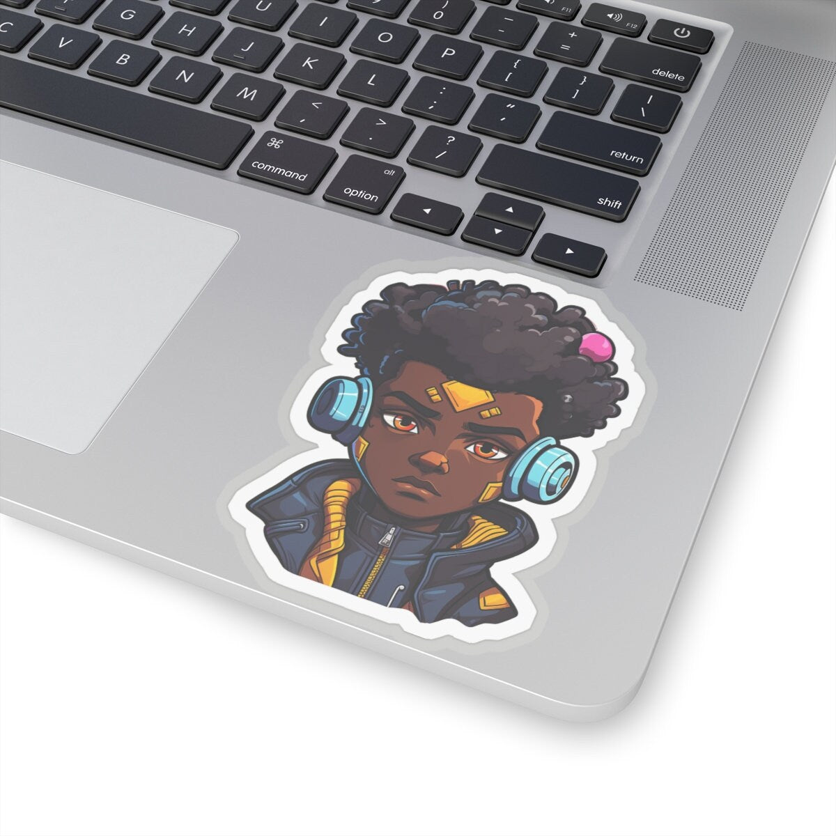 Kawaii Anime Style African American Young Man Boy with Headphones Kiss-Cut Stickers