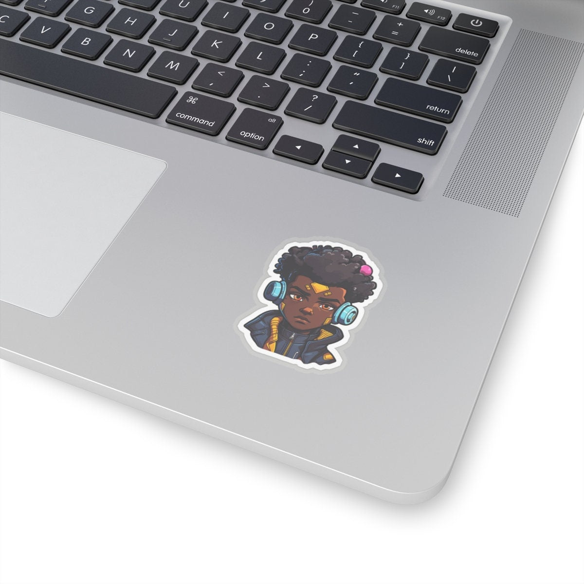 Kawaii Anime Style African American Young Man Boy with Headphones Kiss-Cut Stickers