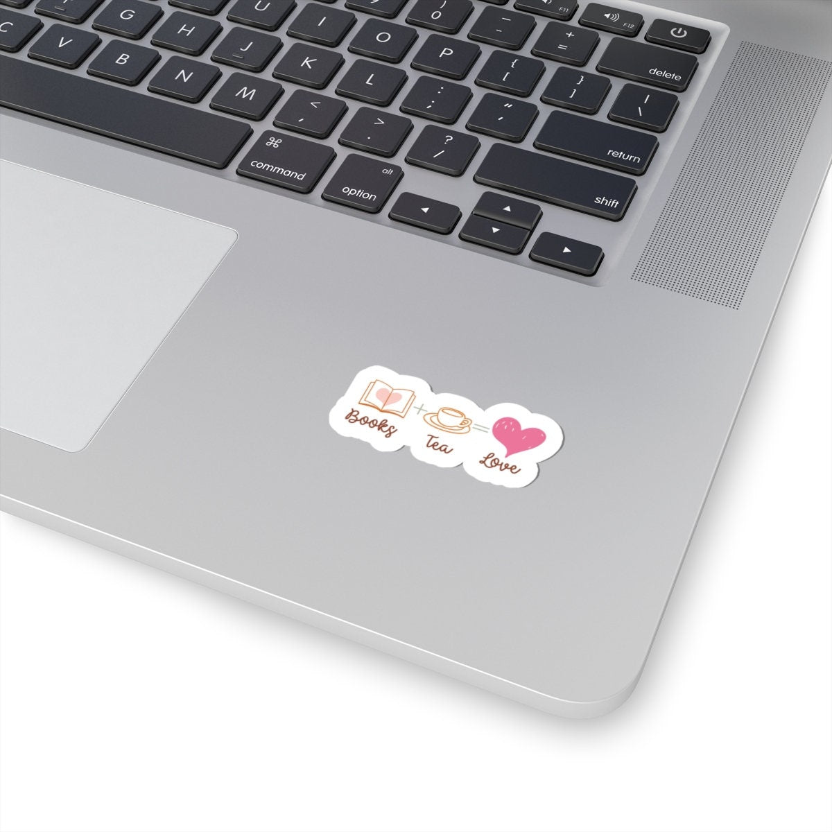 Books + Tea = Love (Books Plus Tea Equals Love) Book Lovers Kiss-Cut Stickers