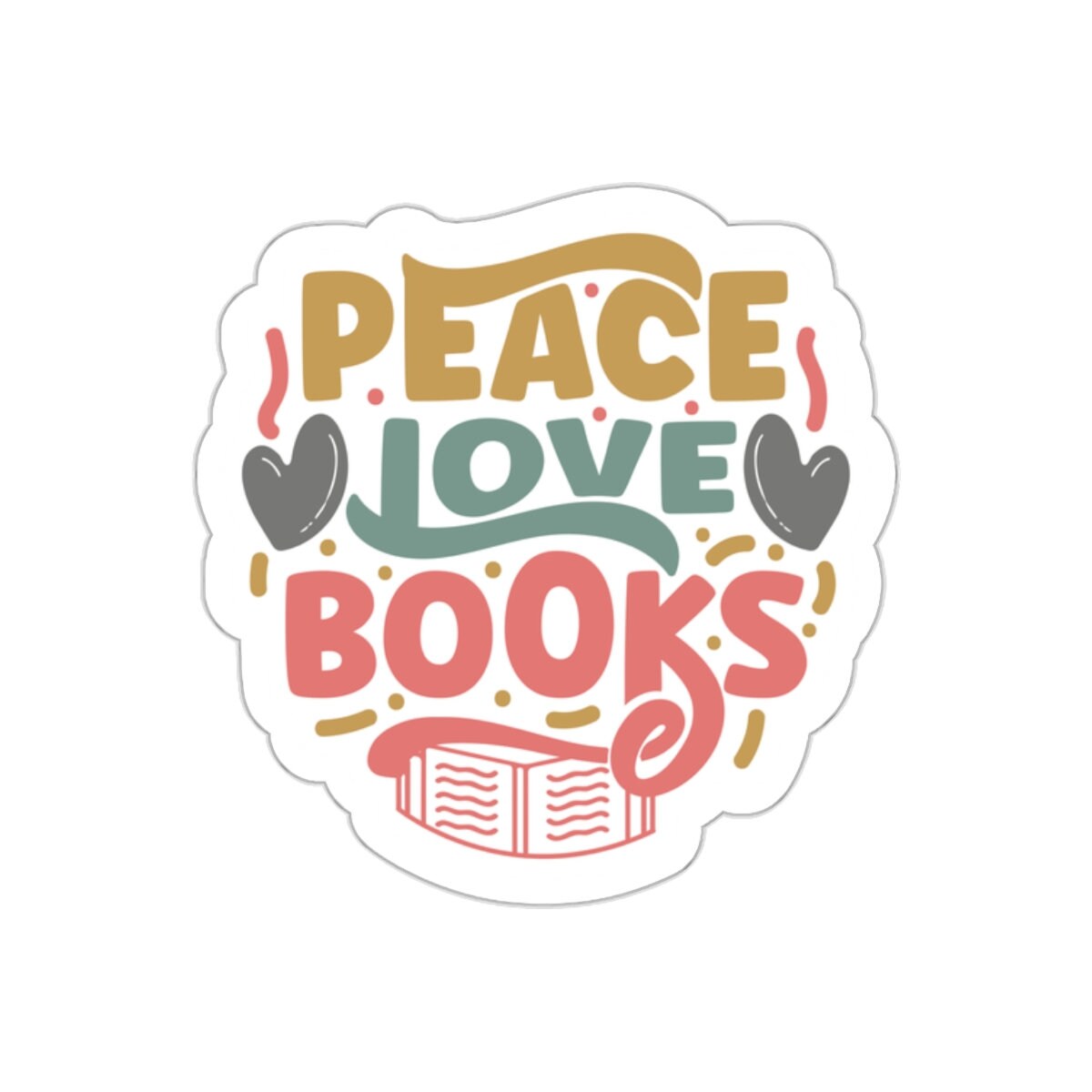 Peace Love Books Kiss-Cut Stickers