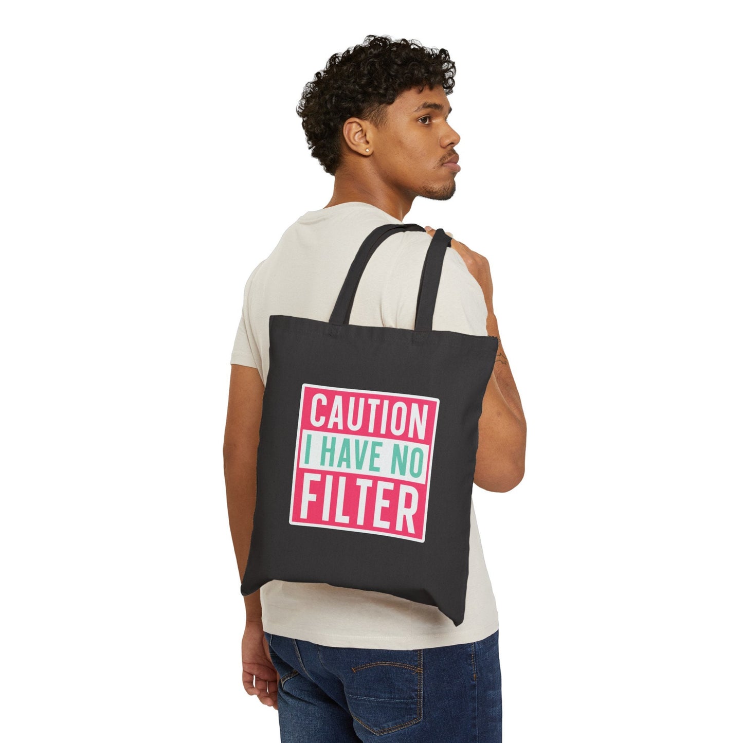 No Filter Sarcastic Gift Cotton Canvas Tote Bag Shopping Bag Book Bag Carry all