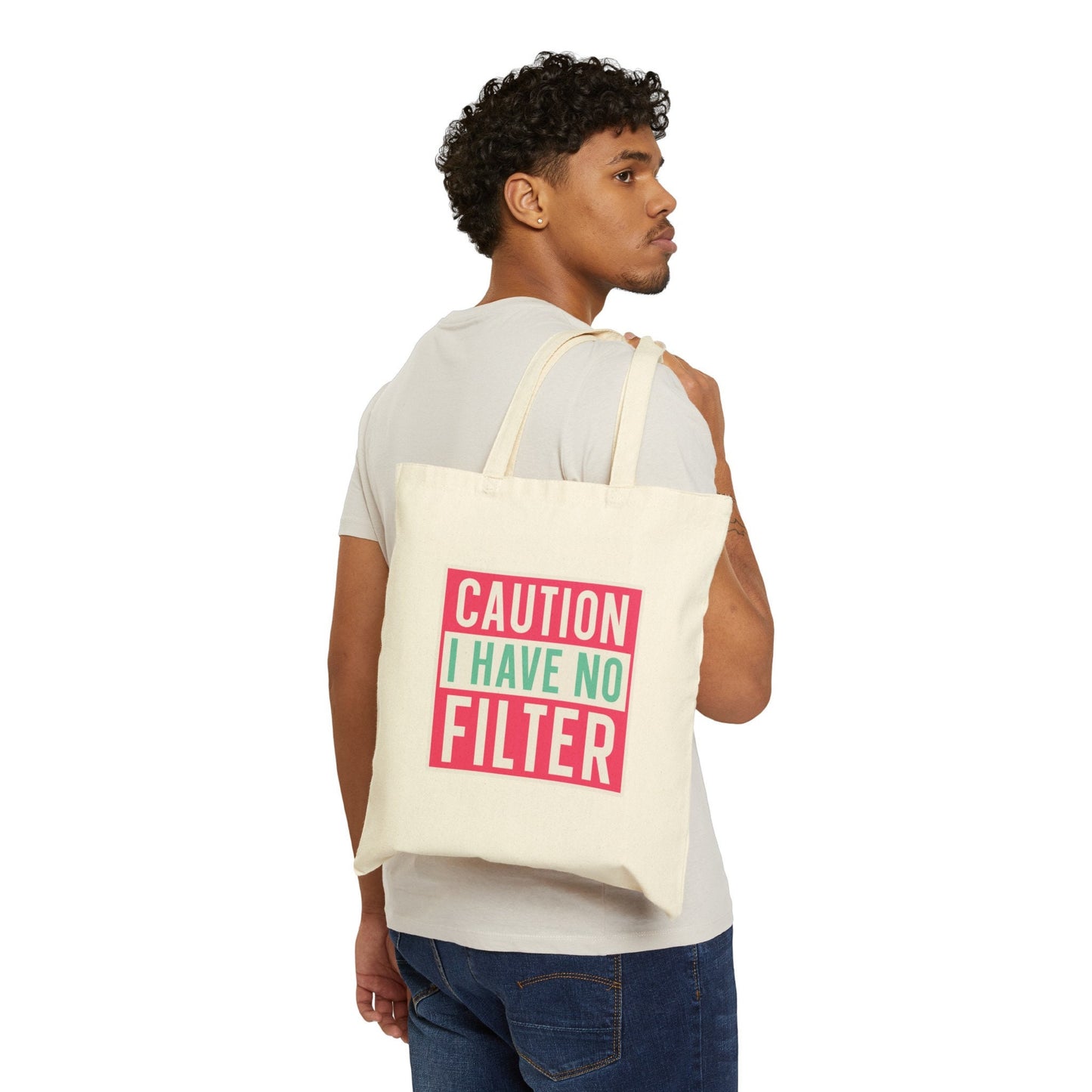 No Filter Sarcastic Gift Cotton Canvas Tote Bag Shopping Bag Book Bag Carry all
