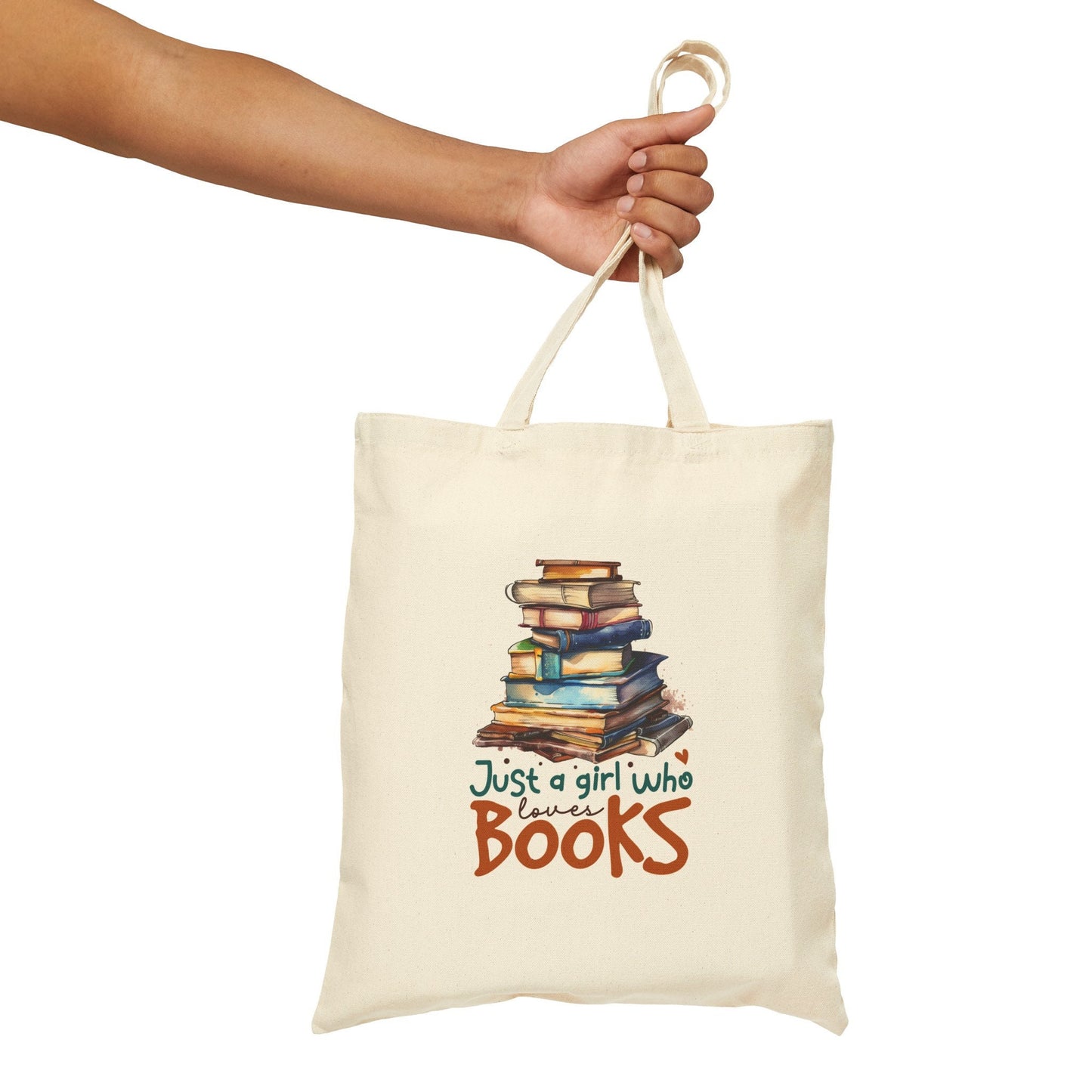 Just a girl who loves books Cotton Canvas Tote Bag Power Reader Gift Book Dragon Library Bag Book Bag Carry all Tote