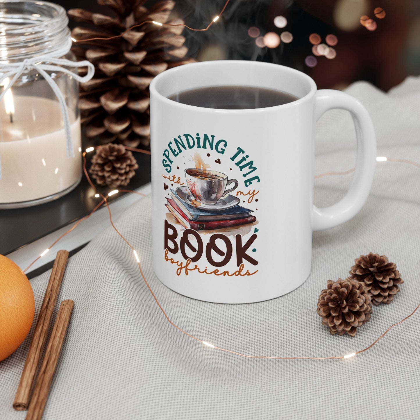 Book Boyfriend Power Reader Gift Mug Book Dragon Gift for Book Worm Ceramic Mug, 11oz