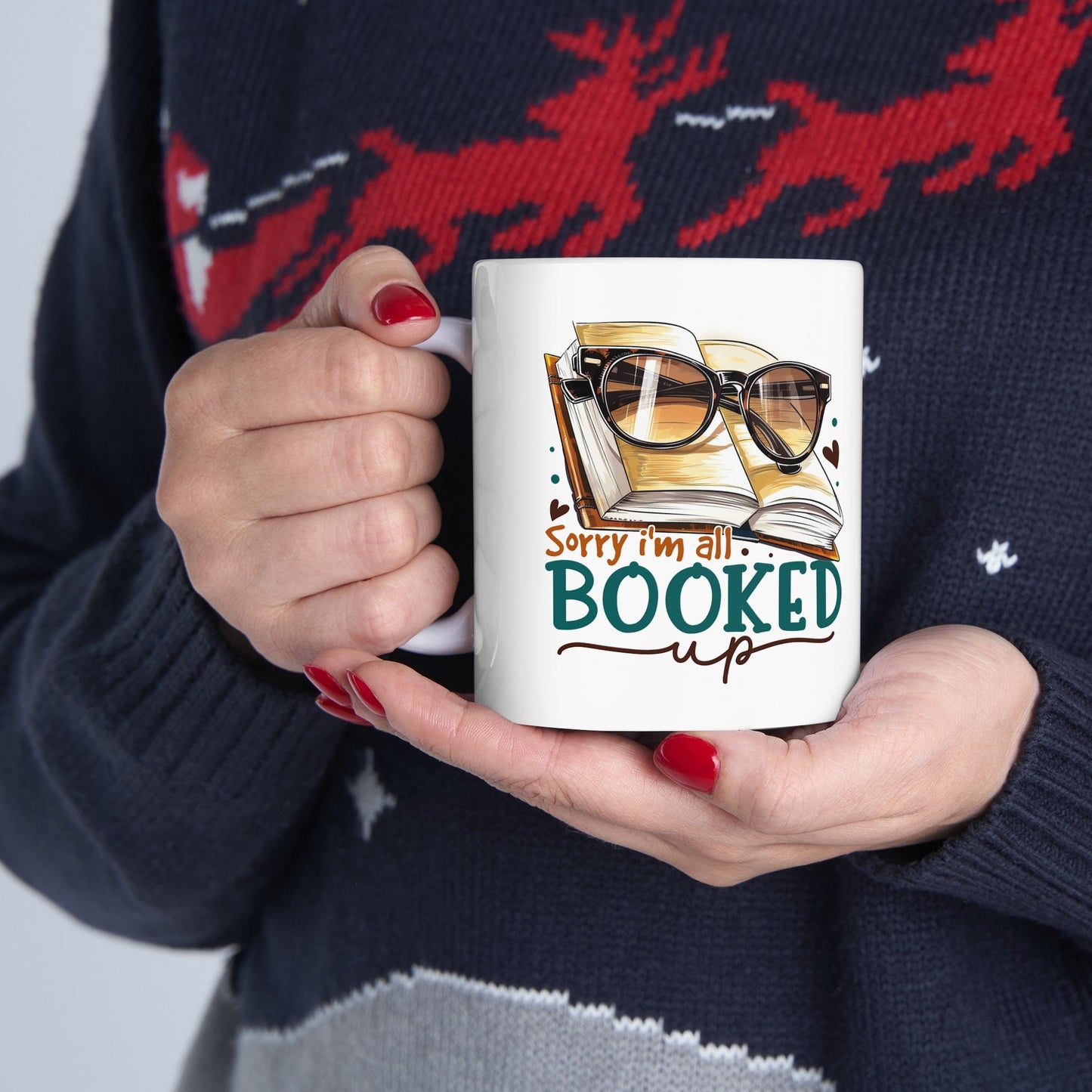 All Booked Up Reading Mom Gift for Power Reader Book Dragon Book Worm Book Nerd Ceramic Mug, 11oz