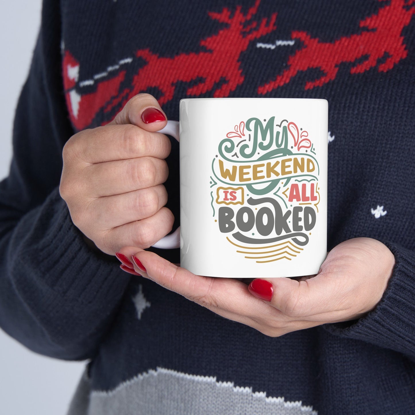 Weekend is All Booked Gift Mug for Mom Power reader Book Lover Book Dragon Book Nerd Ceramic Mug, 11oz