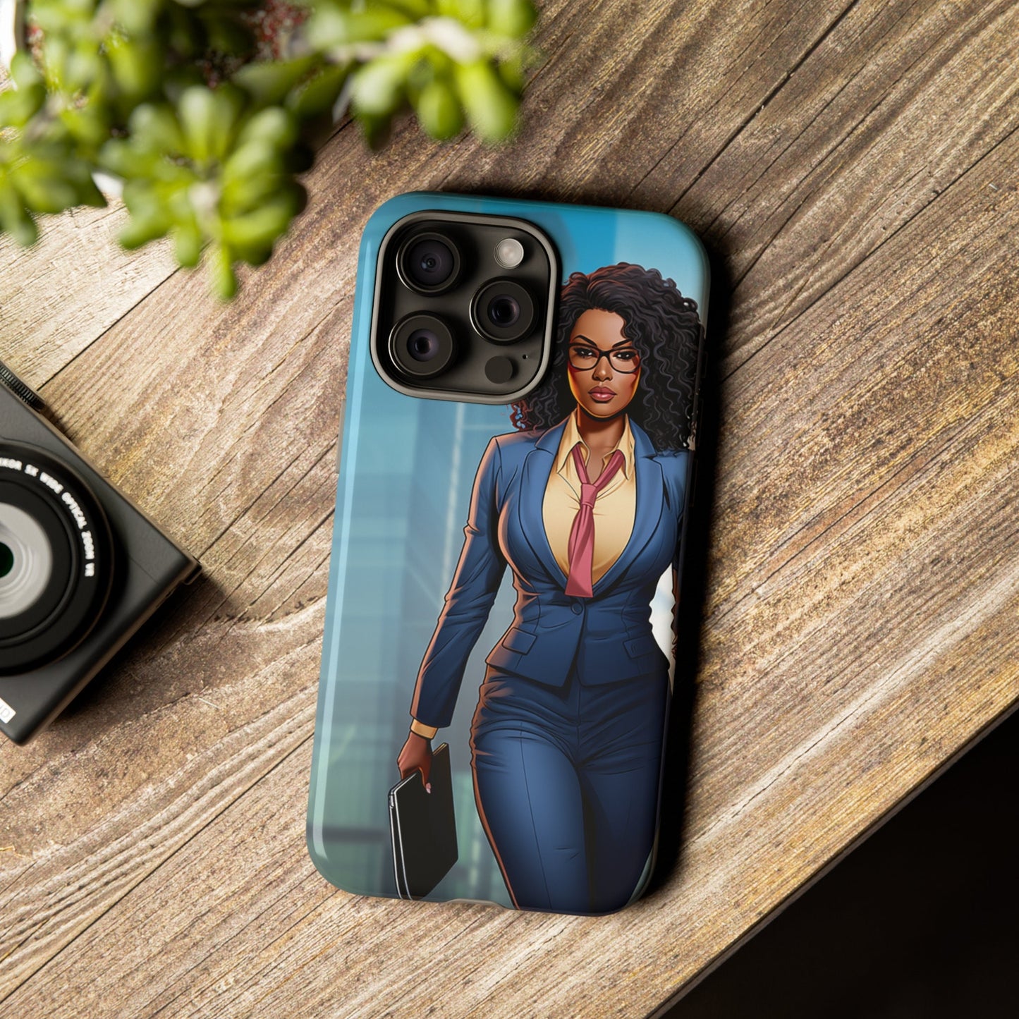 iPhone 15, iPhone 15 Pro, iPhone 15 Plus, iPhone 15 Pro Max Tough Cases African American Woman Business Woman Entrepreneur Superhero
