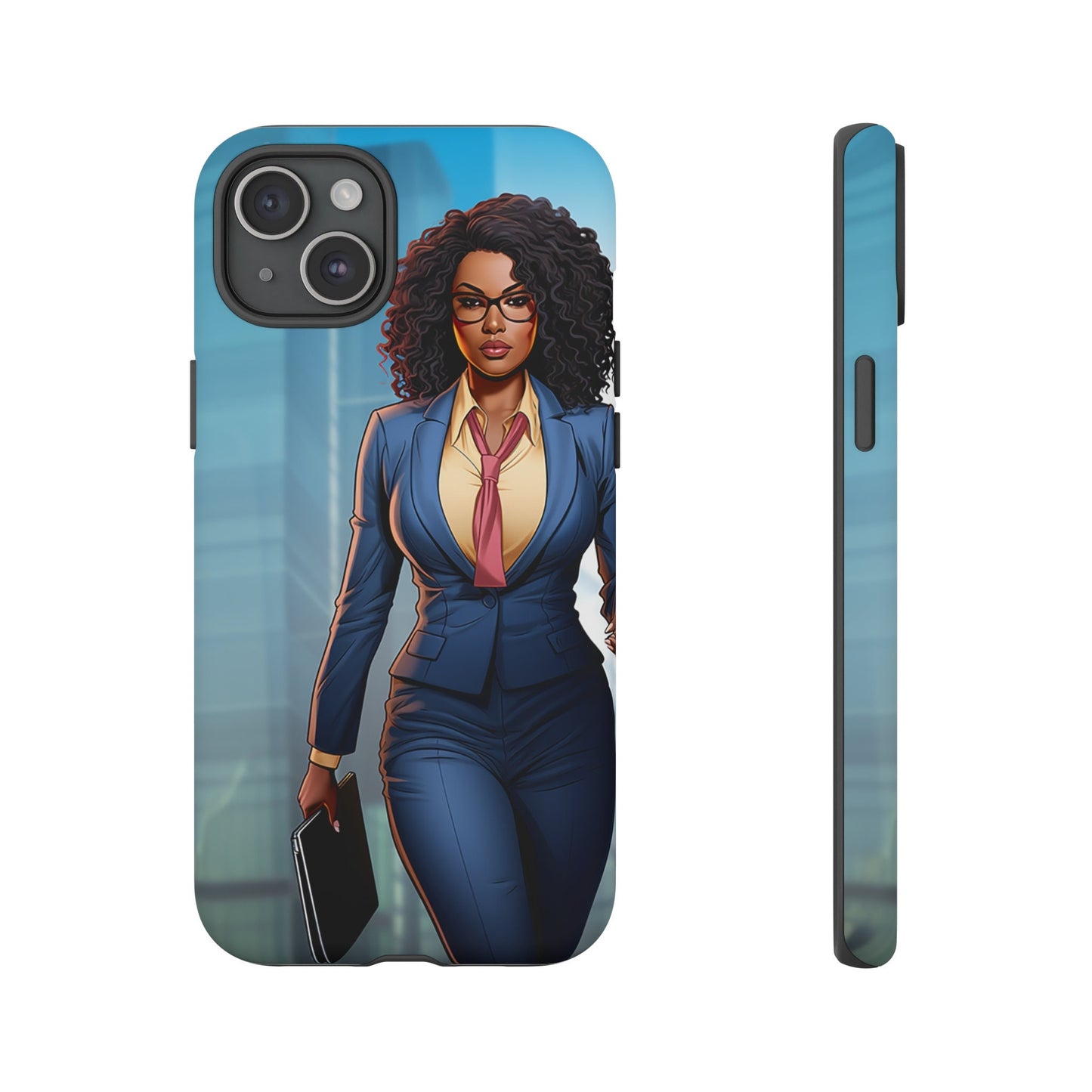 iPhone 15, iPhone 15 Pro, iPhone 15 Plus, iPhone 15 Pro Max Tough Cases African American Woman Business Woman Entrepreneur Superhero