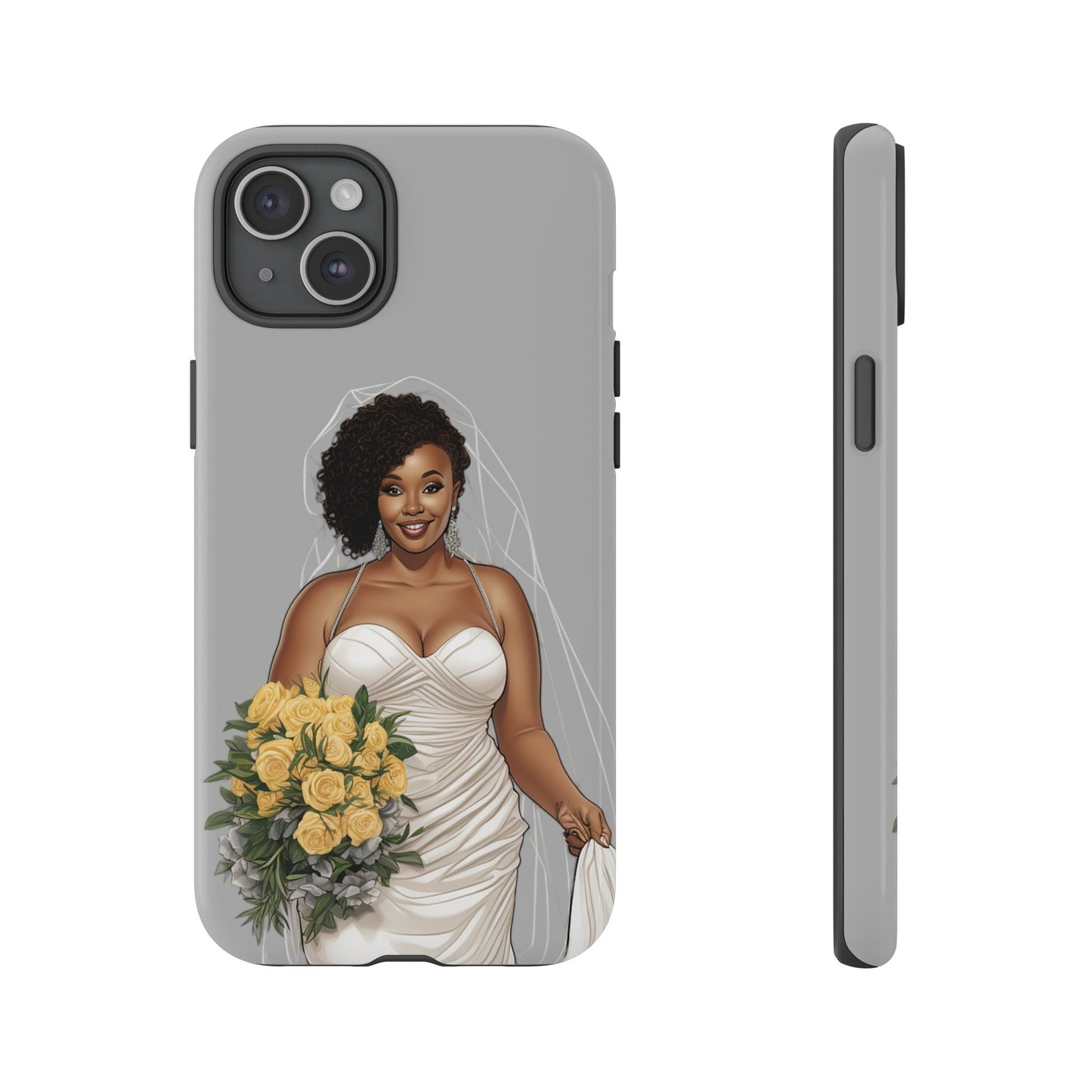iPhone 15, iPhone 15 Pro, iPhone 15 Plus, iPhone 15 Pro Max Tough Cases African American Bride Black bride wedding Dress Wedding Gown