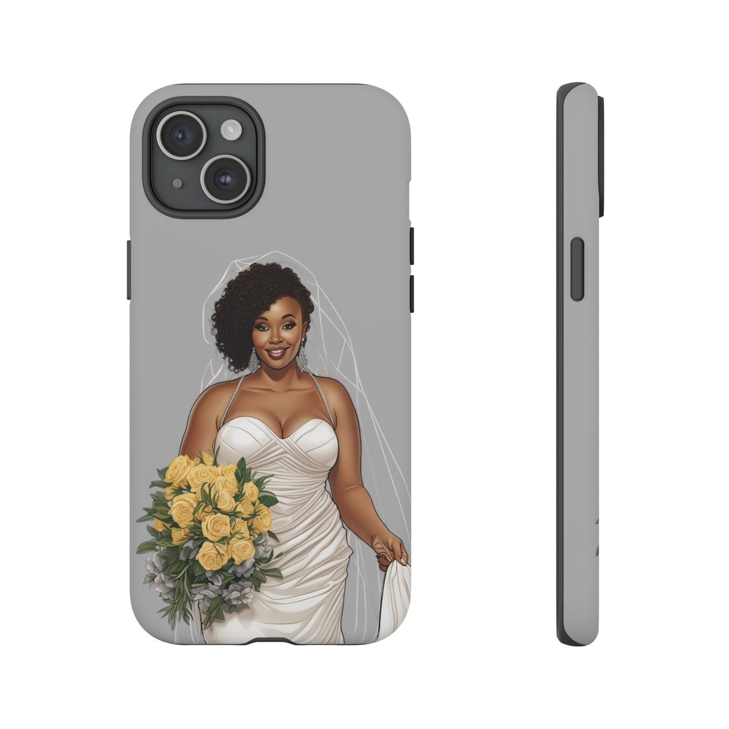 iPhone 15, iPhone 15 Pro, iPhone 15 Plus, iPhone 15 Pro Max Tough Cases African American Bride Black bride wedding Dress Wedding Gown