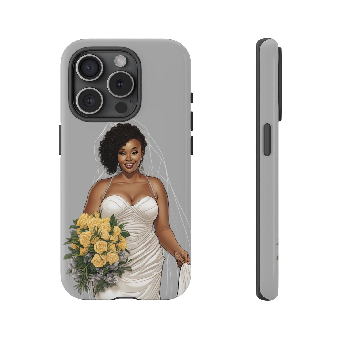 iPhone 15, iPhone 15 Pro, iPhone 15 Plus, iPhone 15 Pro Max Tough Cases African American Bride Black bride wedding Dress Wedding Gown