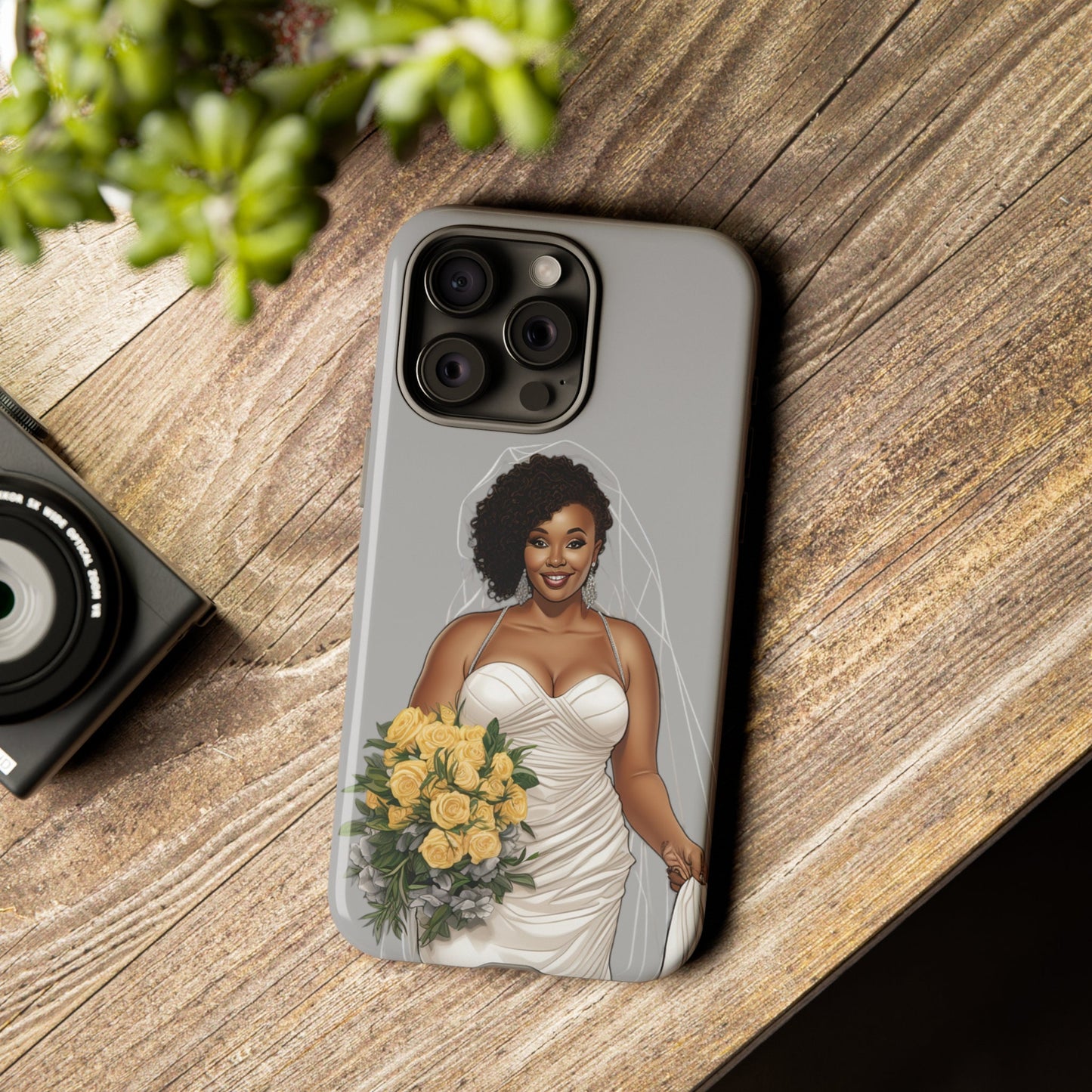 iPhone 15, iPhone 15 Pro, iPhone 15 Plus, iPhone 15 Pro Max Tough Cases African American Bride Black bride wedding Dress Wedding Gown