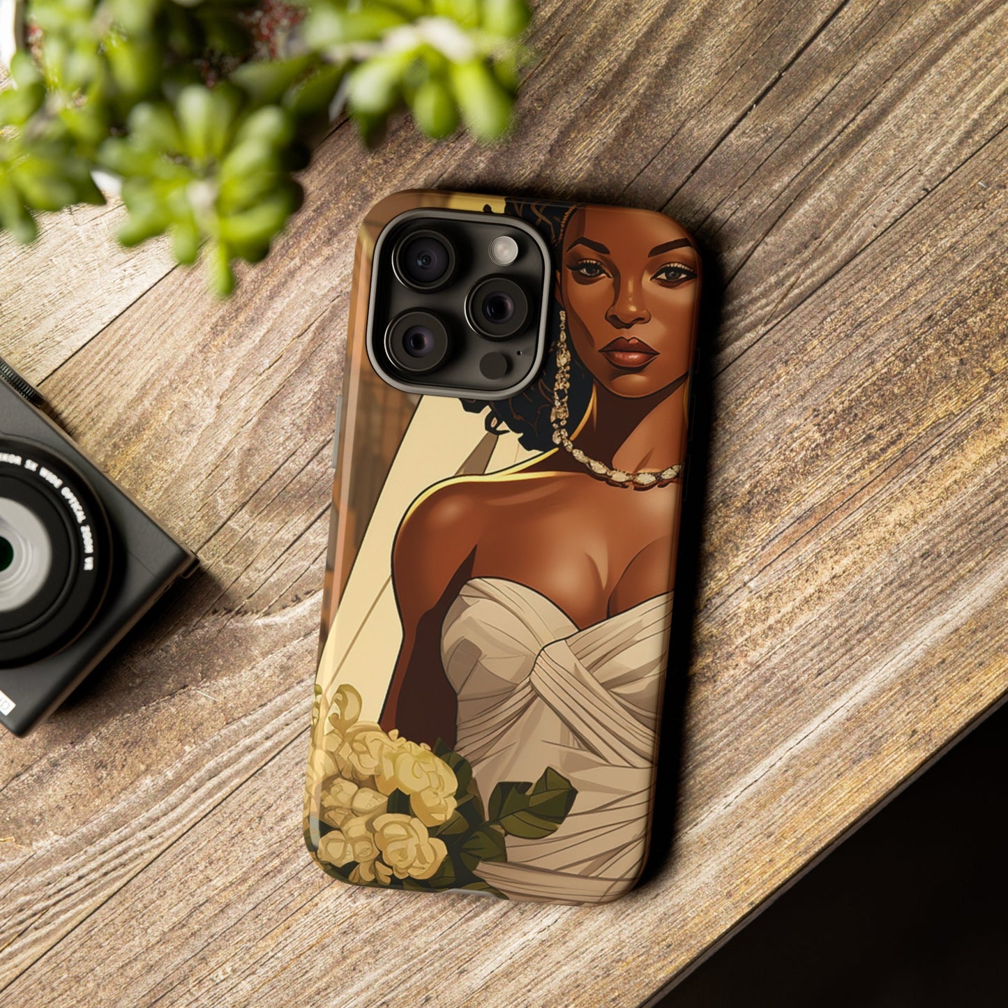 iPhone 15, iPhone 15 Pro, iPhone 15 Plus, iPhone 15 Pro Max Tough Cases African American Bride Black bride wedding Dress Wedding Gown